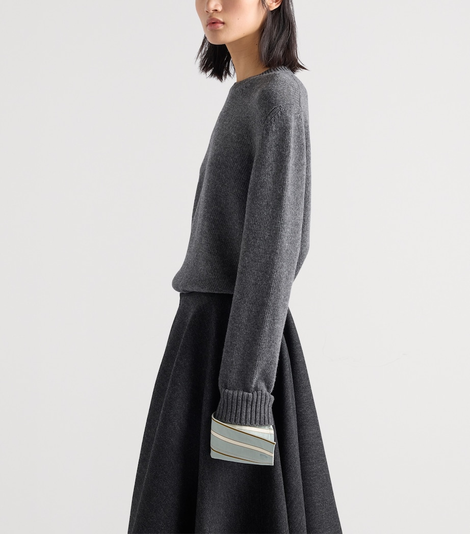 Prada Womens Wool-Cashmere Crew-Neck Sweater Grey Image 4