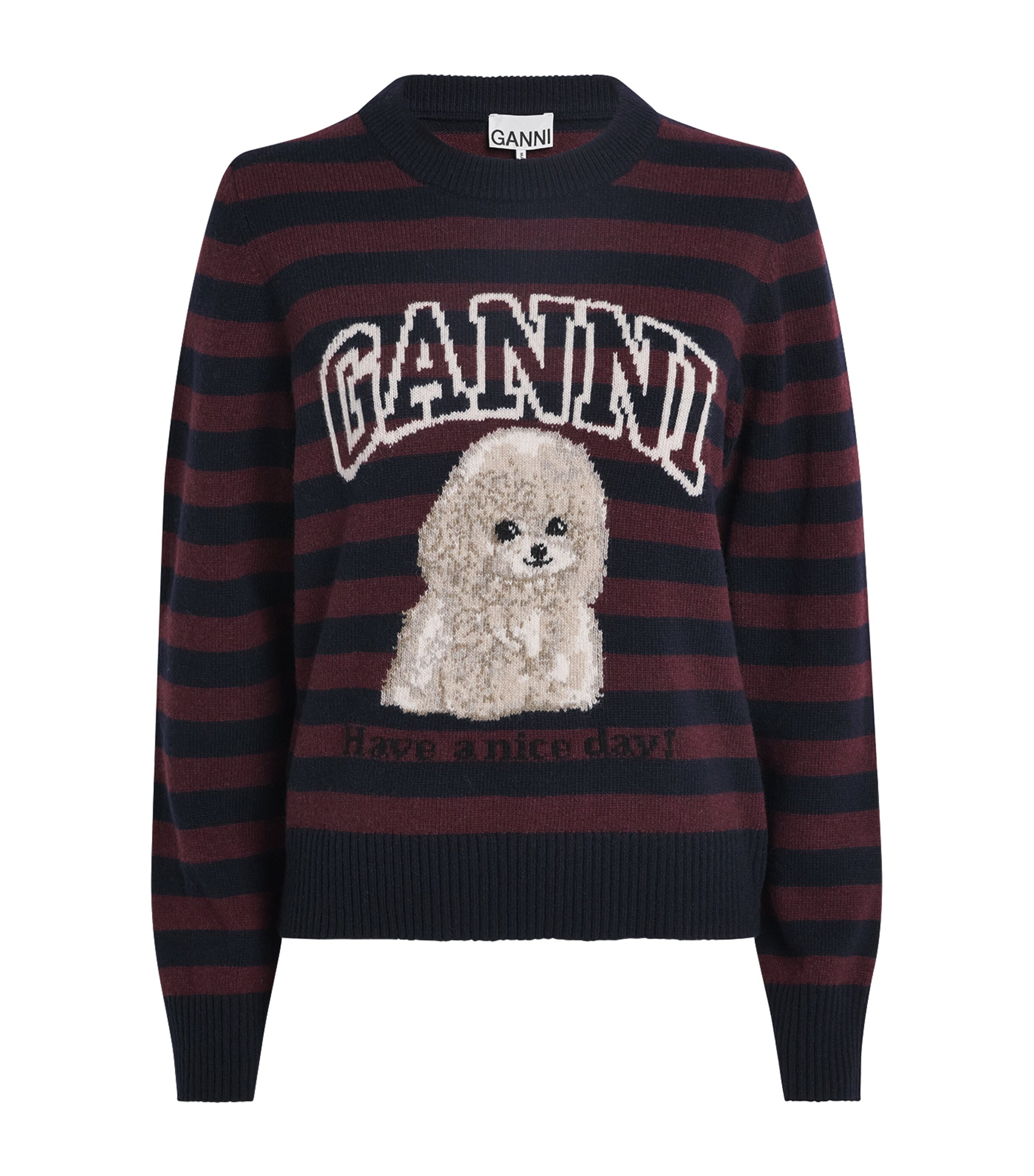 GANNI Wool-Blend Jacquard Poodle Sweatshirt | Women Clothing | Tops | Sweatshirts & Hoodies | Loungewear | Lounge Tops | Designers | Ganni