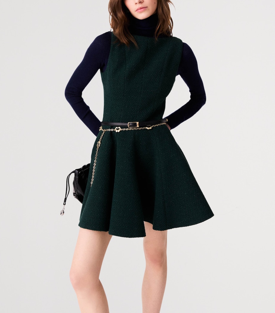 Maje Womens Tweed Sleeveless Mini Dress Bottle Green Image 5
