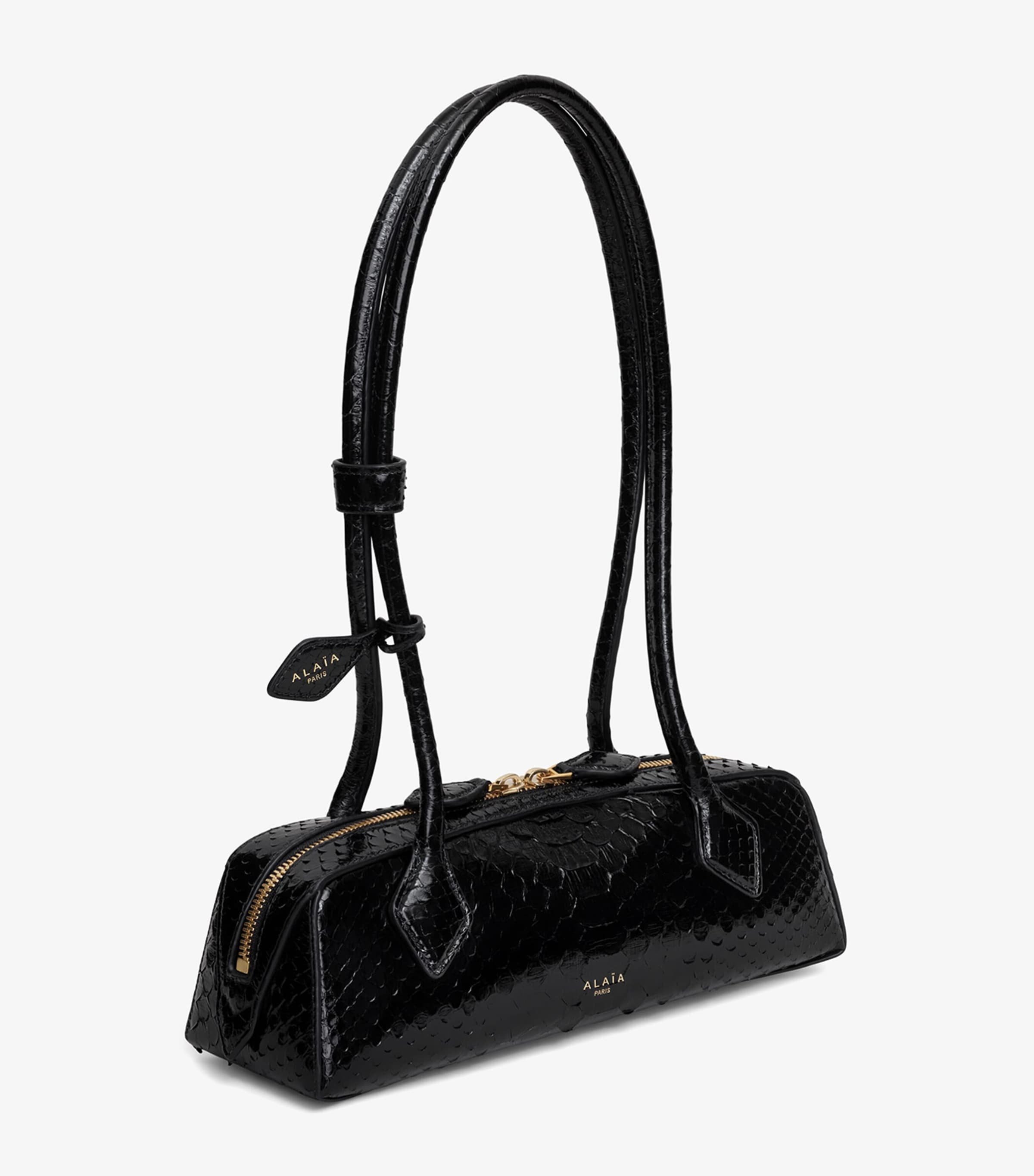 Small Snakeskin Le Teckel Shoulder Bag NOIR Image 3