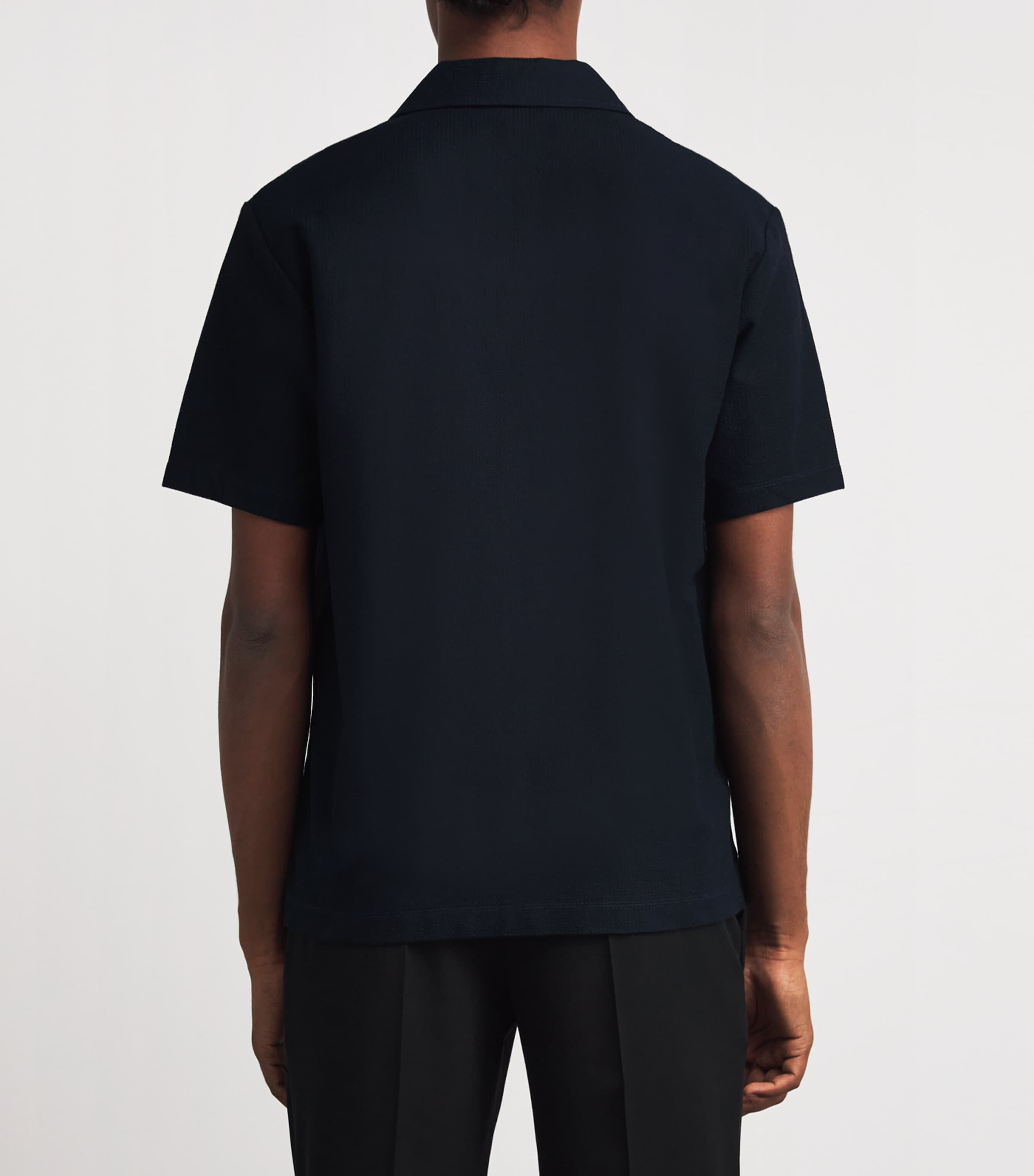 Sunspel Mens Cotton Open Collar Polo Shirt Buvn Midnight Navy Image 4