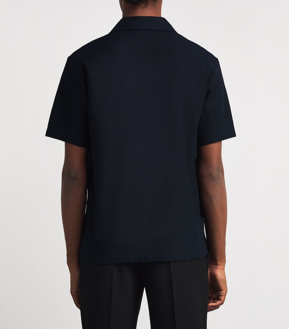 Sunspel Mens Cotton Open Collar Polo Shirt Buvn Midnight Navy Image 4