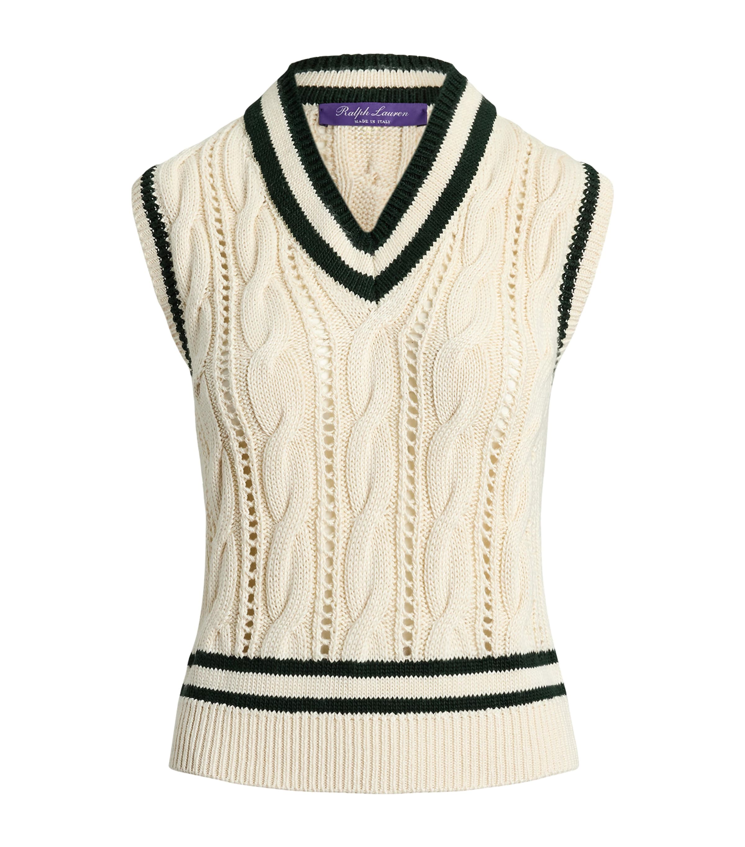 Ralph Lauren Mulberry Silk Cable-knit Sleeveless Sweater