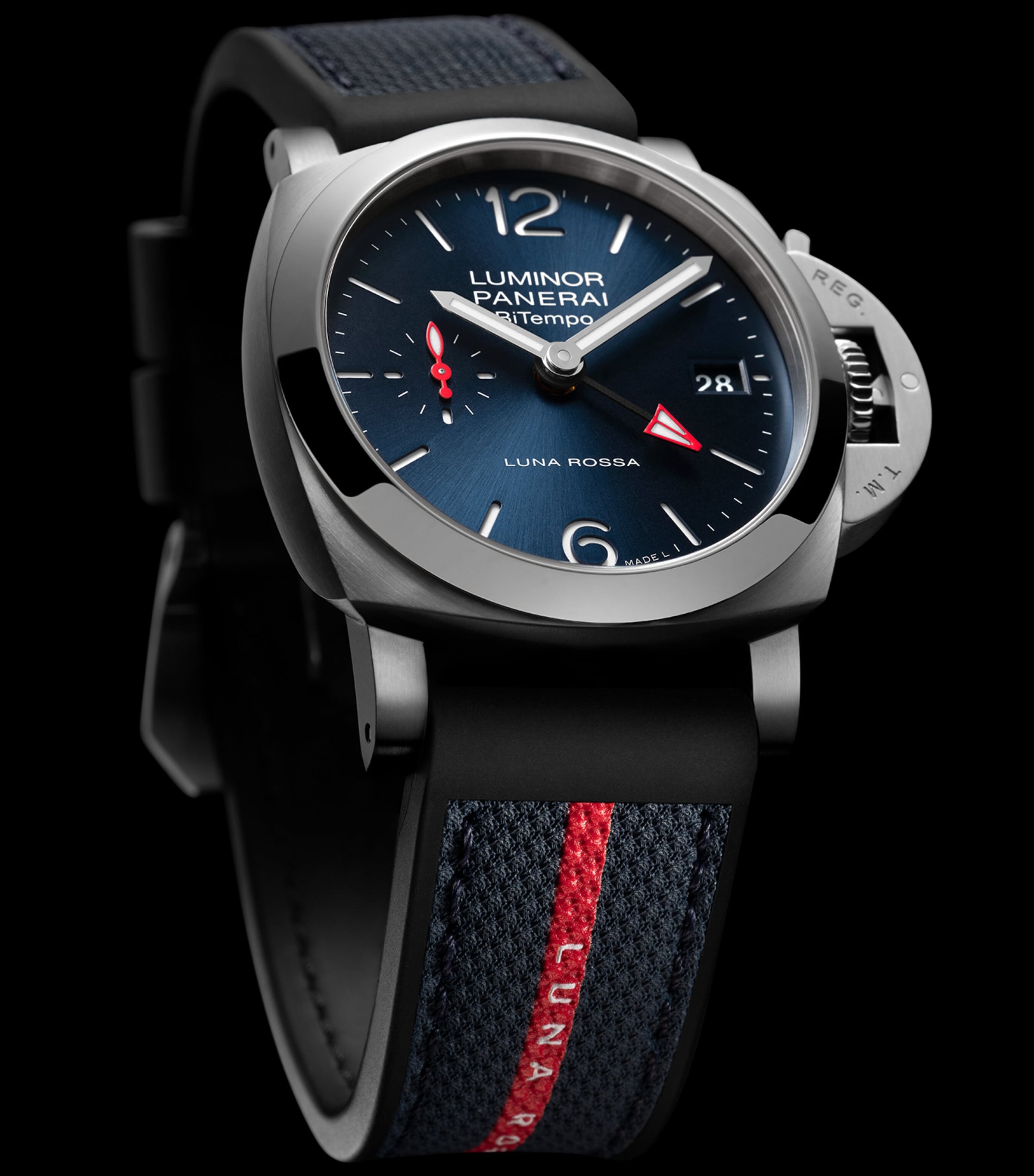 Stainless Steel Luminor Quaranta BiTempo Luna Rossa Watch 40mm BLUE Image 4