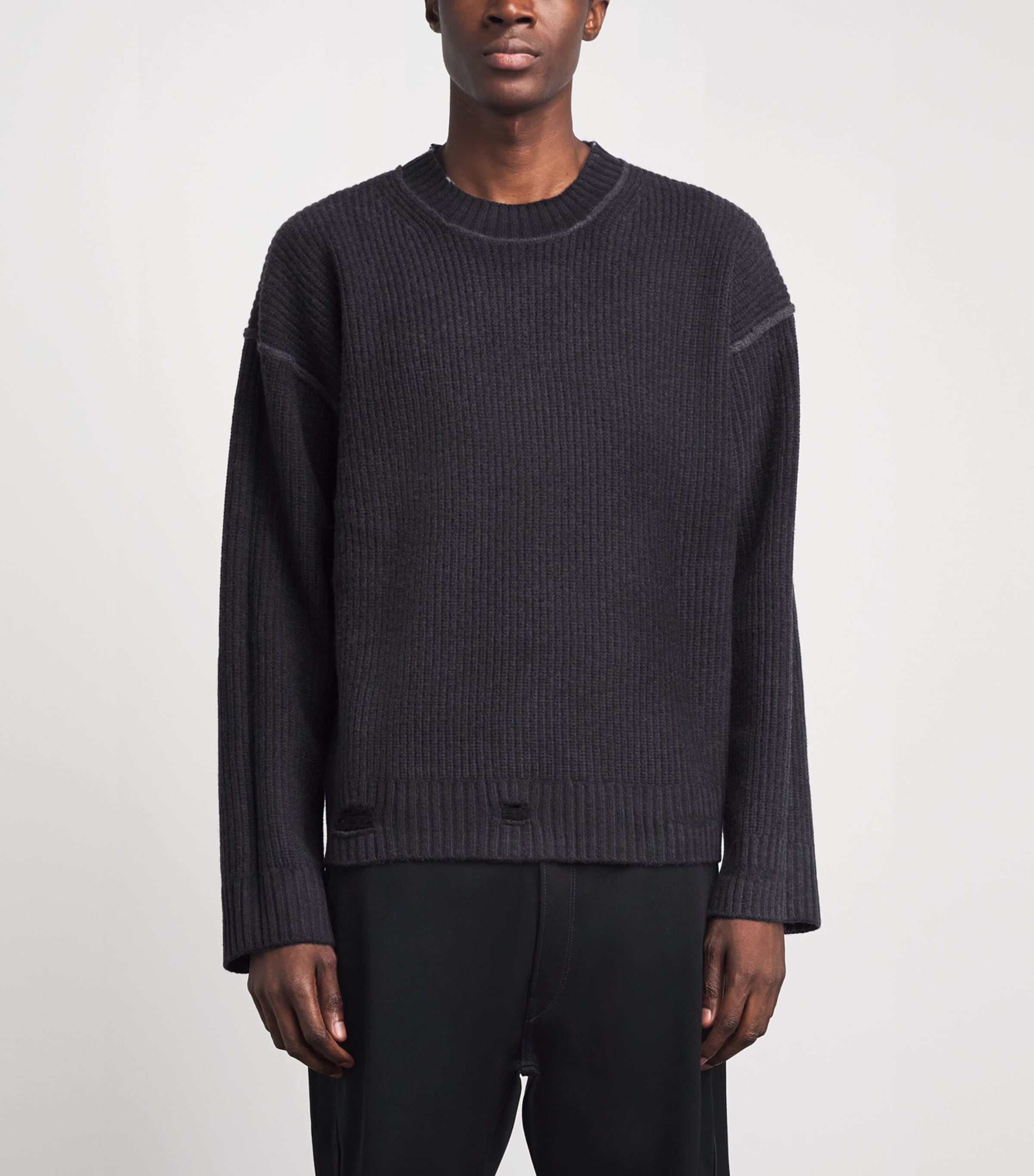 Represent Mens Wool Reversible Fade Out Sweater Jet Black Image 6