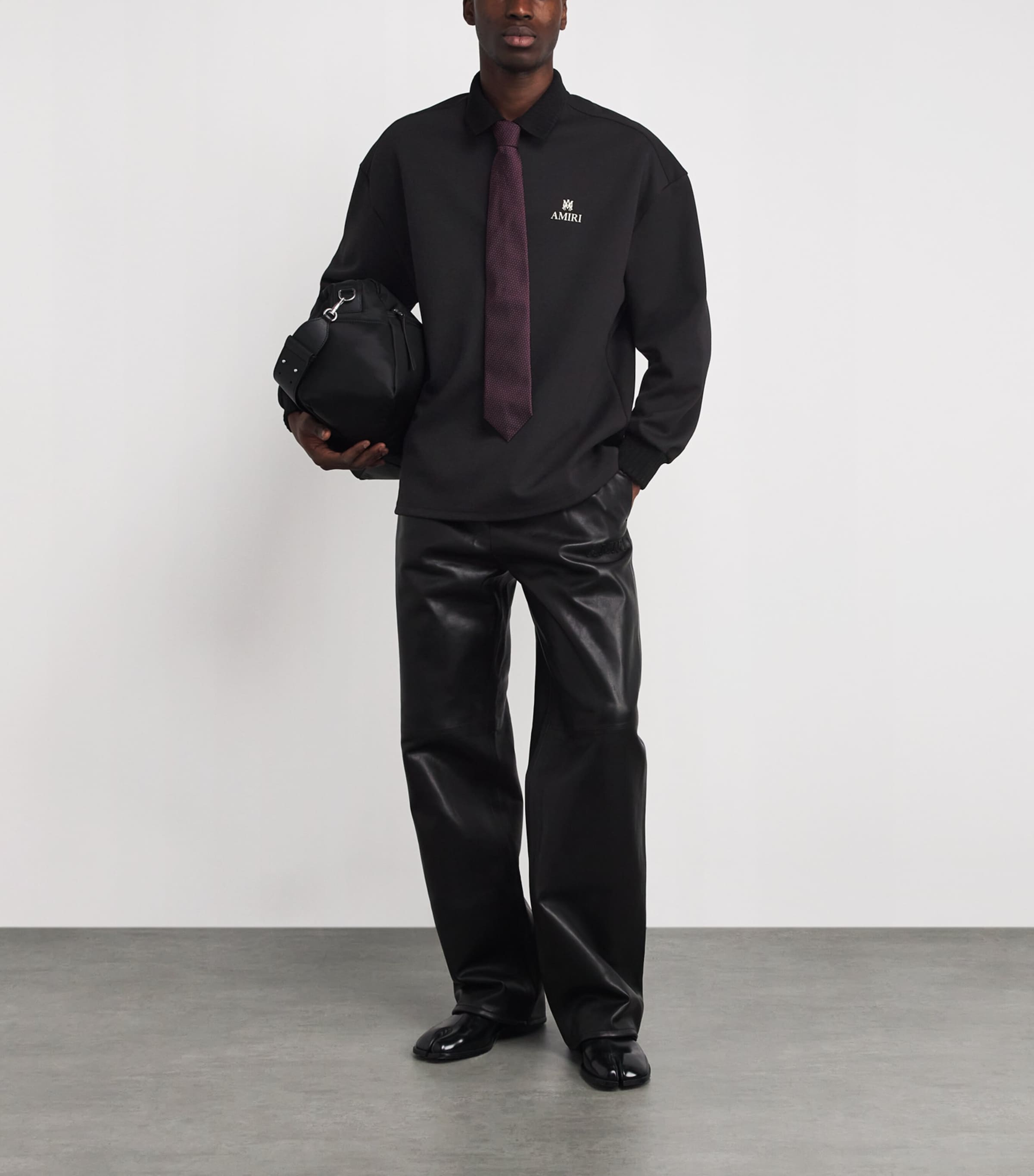 Oversized Logo Polo Shirt BLACK Image 2