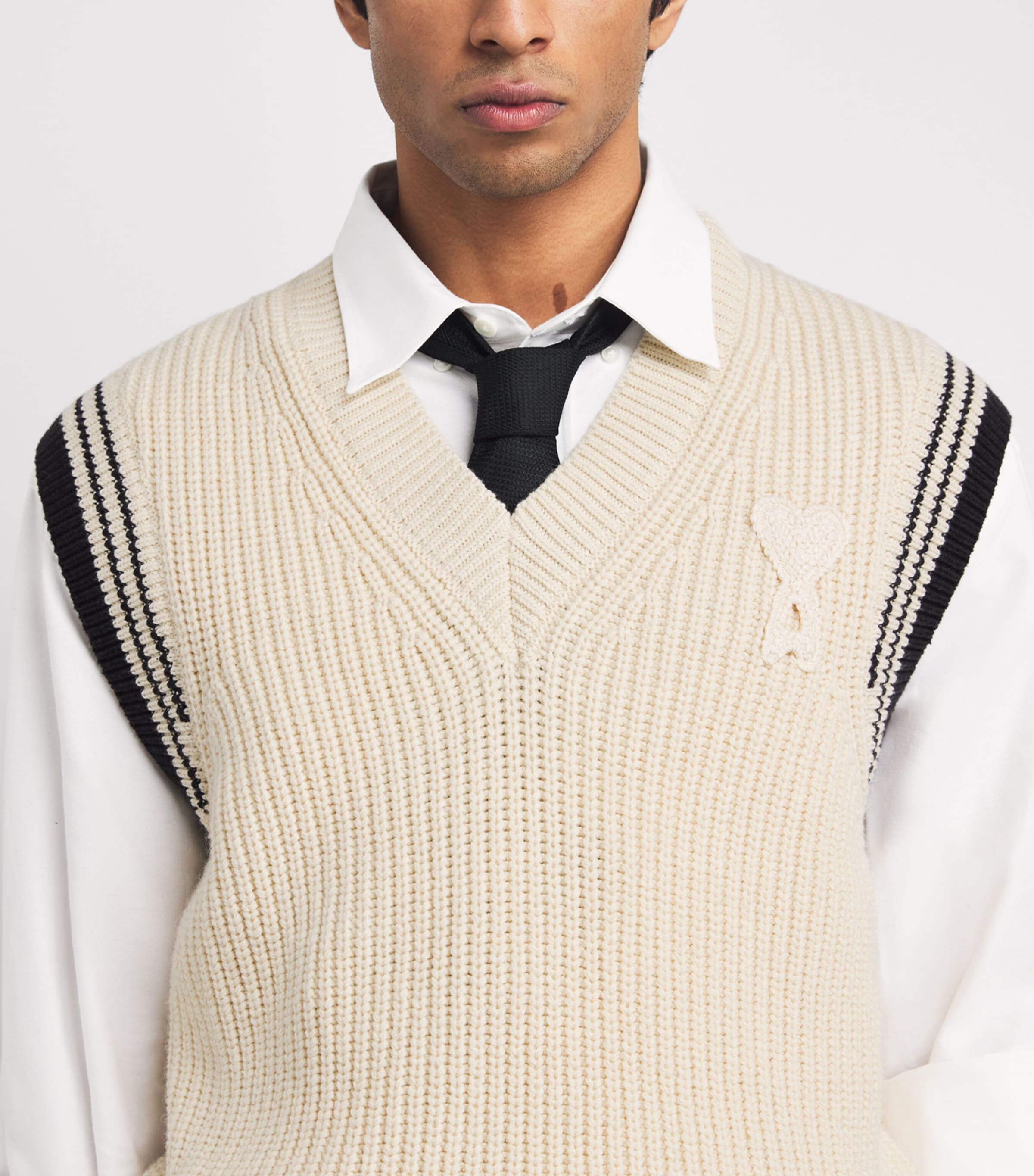 AMI Paris White Wool-Cotton Ami de Coeur Sweater Vest | Harrods US