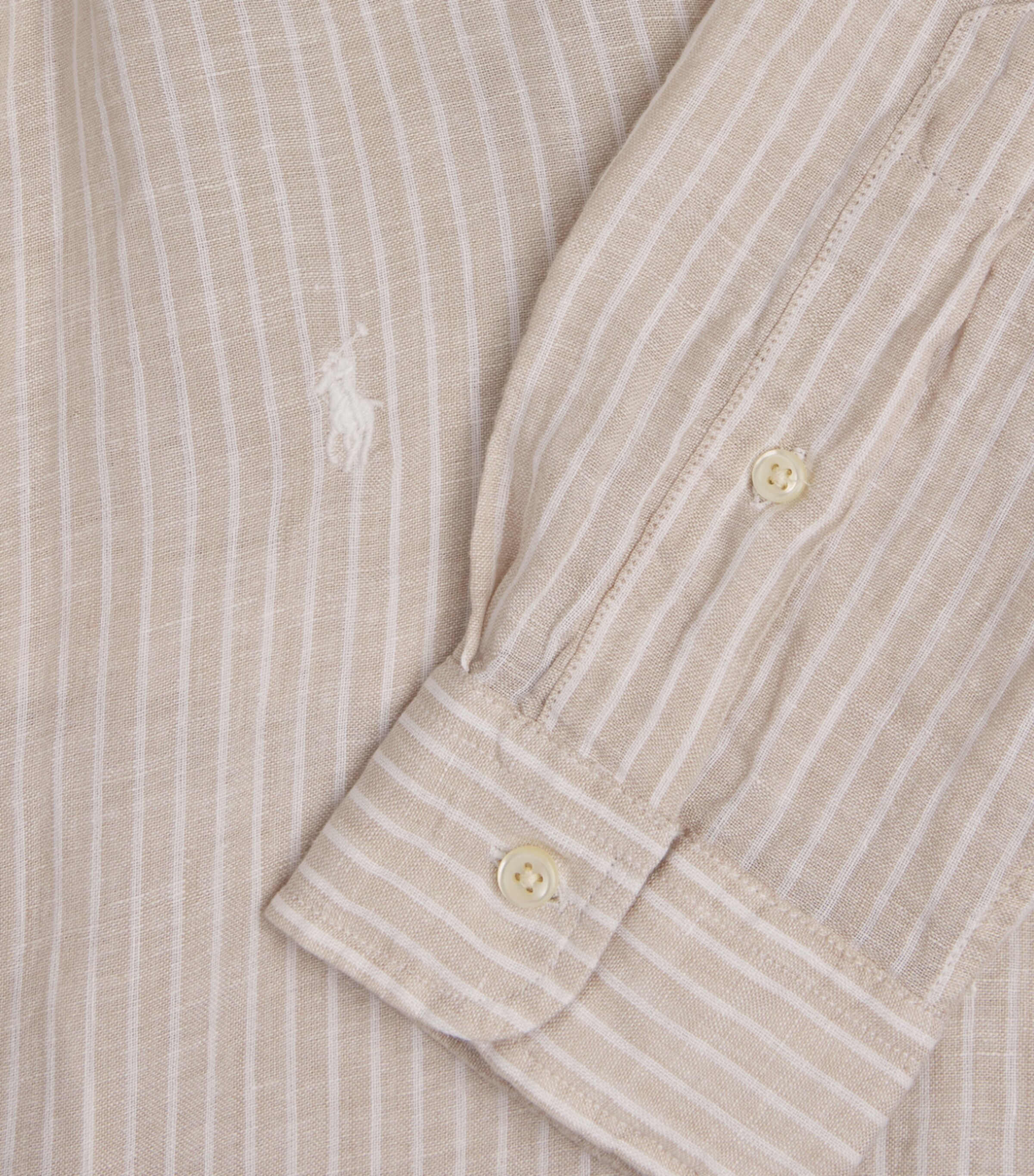 Polo Ralph Lauren Mens Linen Custom-Fit Stripe Shirt Cstl Beige Wht Image 6