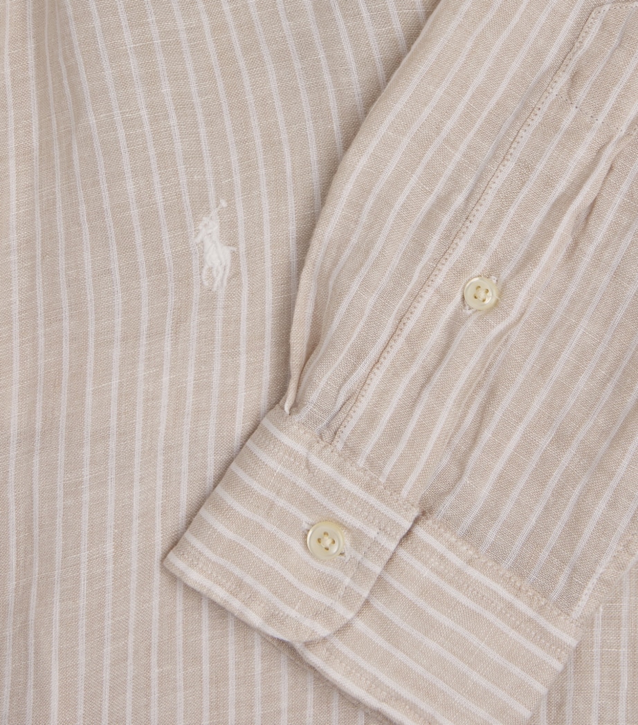 Polo Ralph Lauren Mens Linen Custom-Fit Stripe Shirt Cstl Beige Wht Image 6
