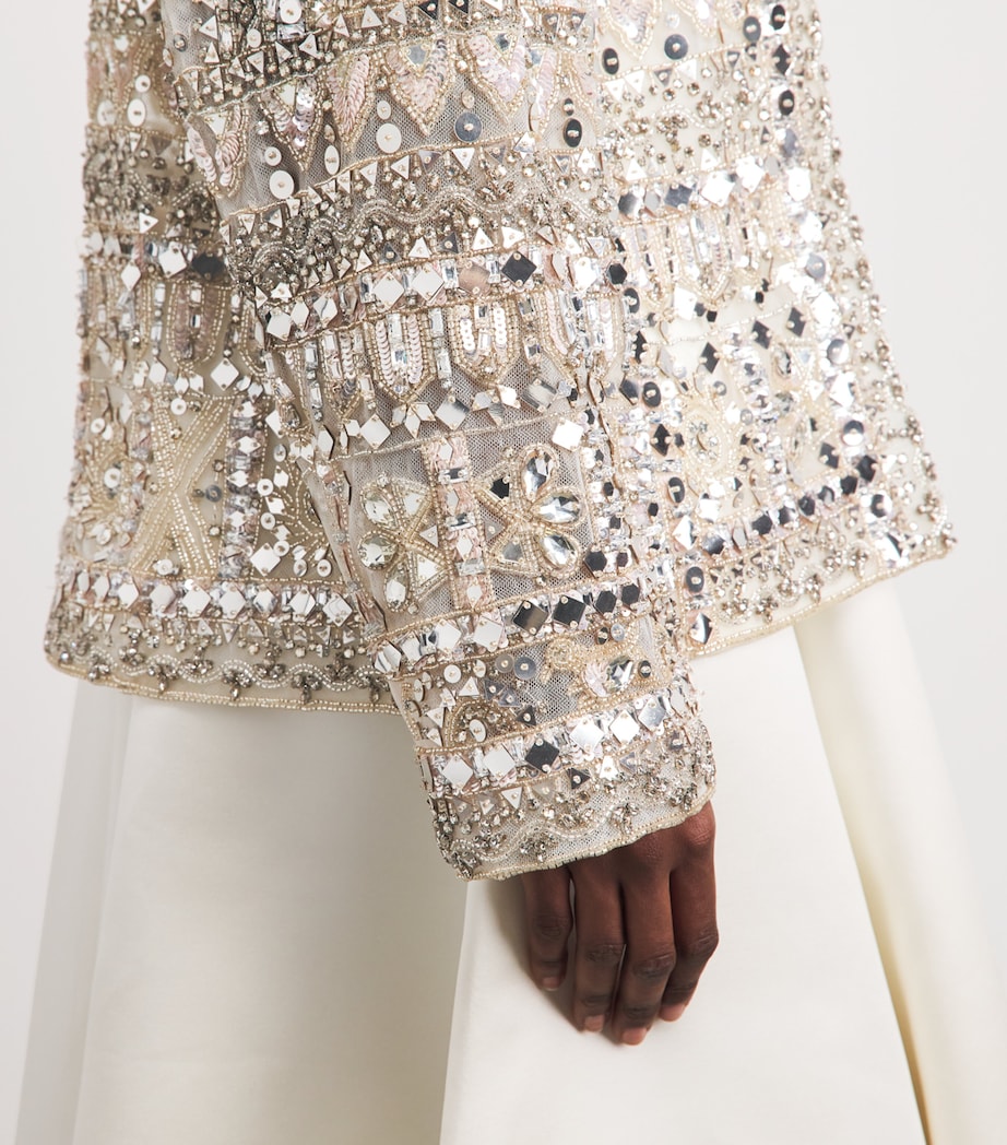 Zuhair Murad Womens Embroidered Sequinned Jacket Birch Image 3