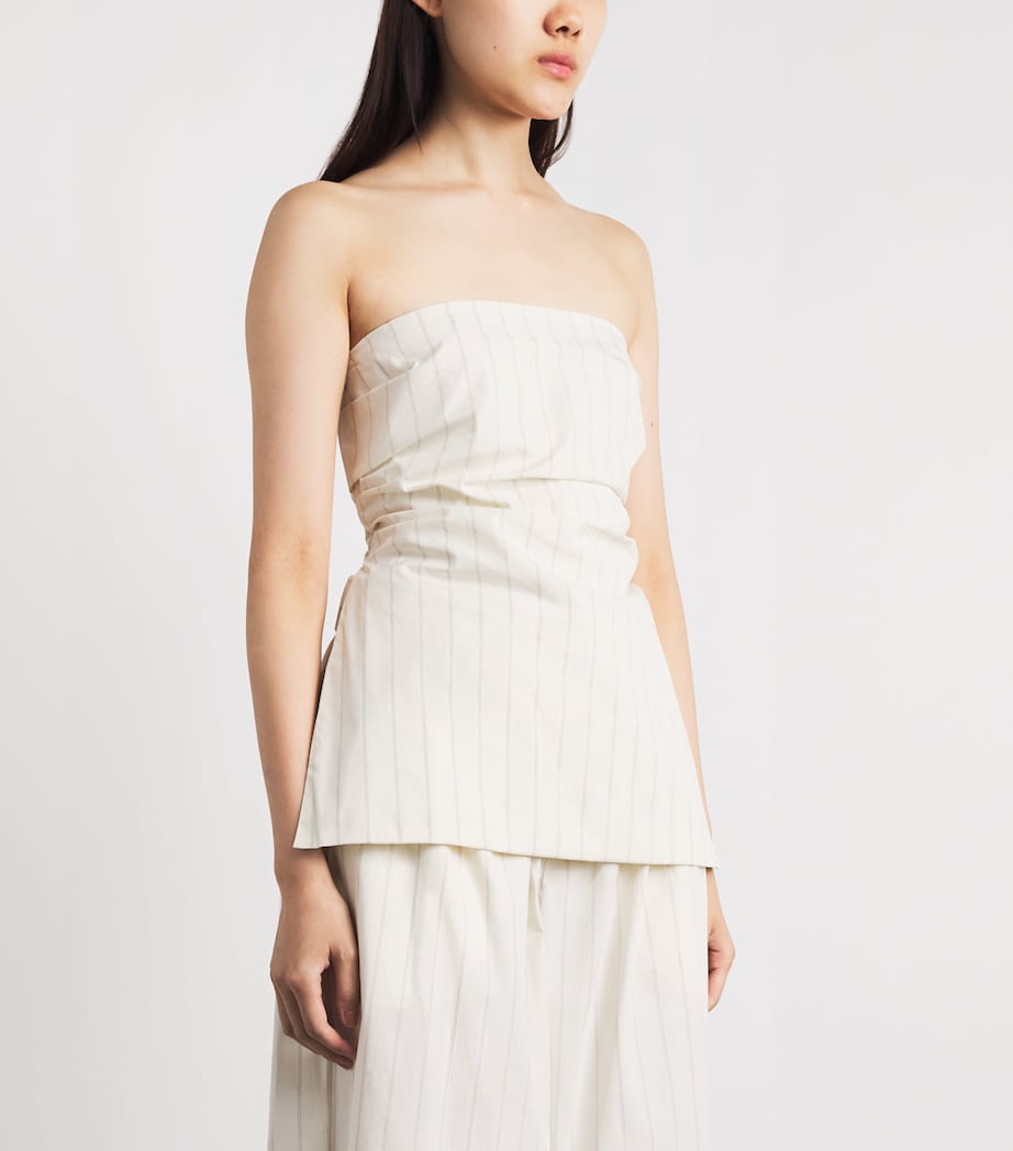 St. Agni Womens Pinstripe Tie-Detail Top Ecru Stripe Image 4