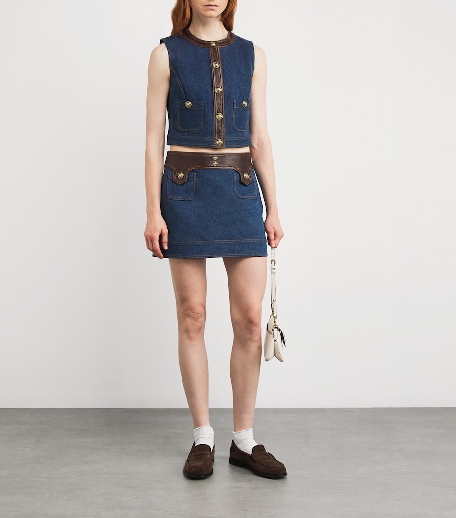 Cropped Denim Waistcoat DARK BLUE Image 2