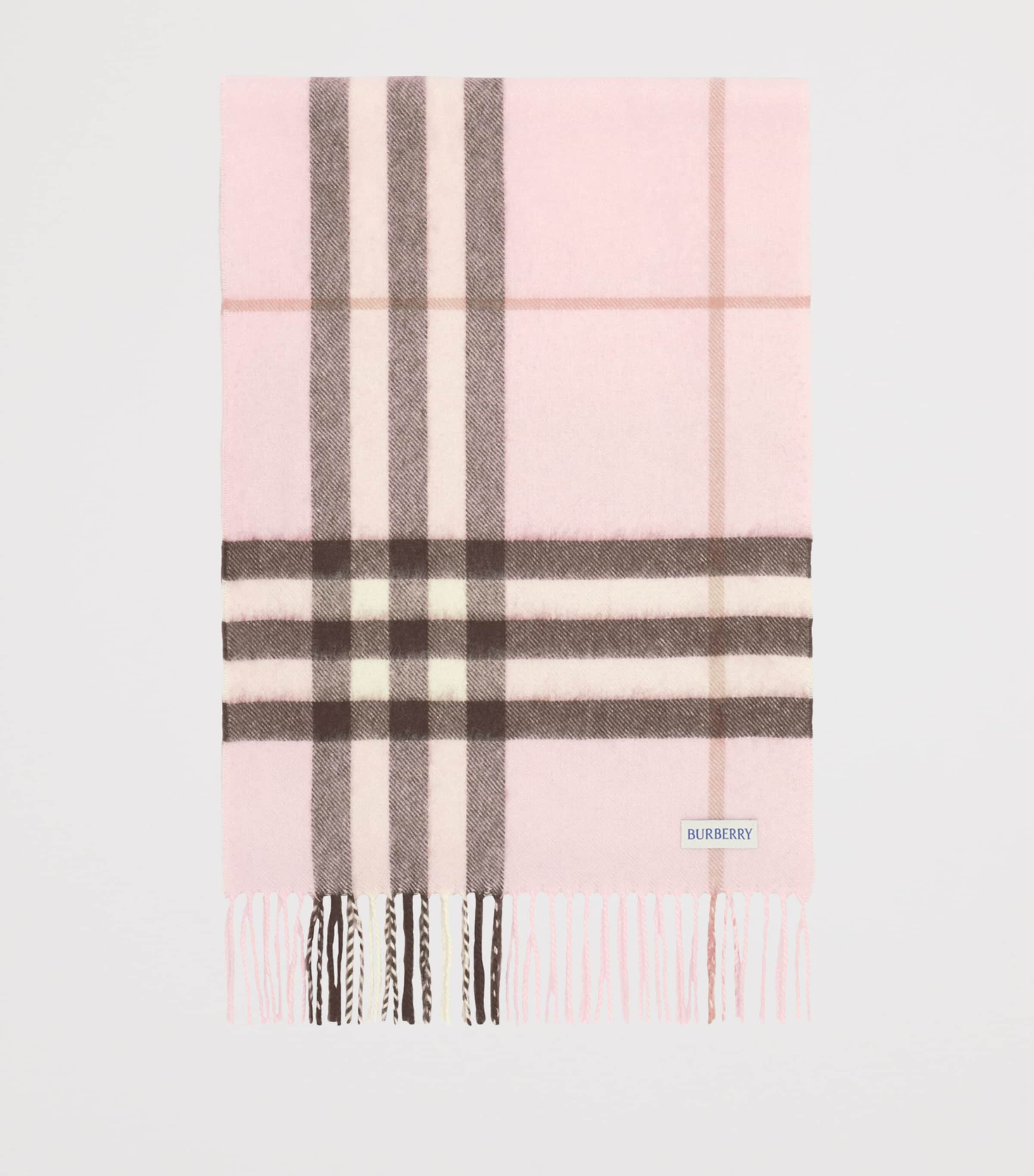 Burberry Cashmere Embellished Check Scarf Bow Pink Image 4