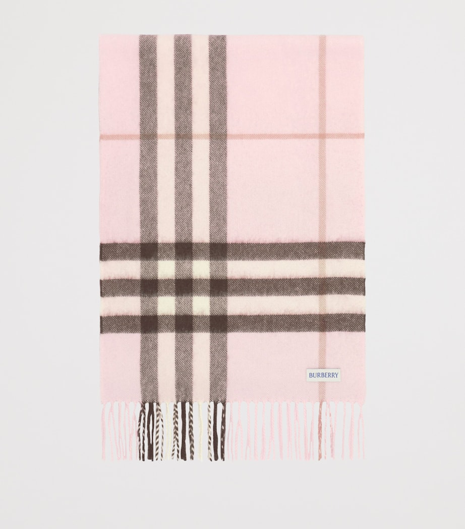 Burberry Cashmere Embellished Check Scarf Bow Pink Image 4