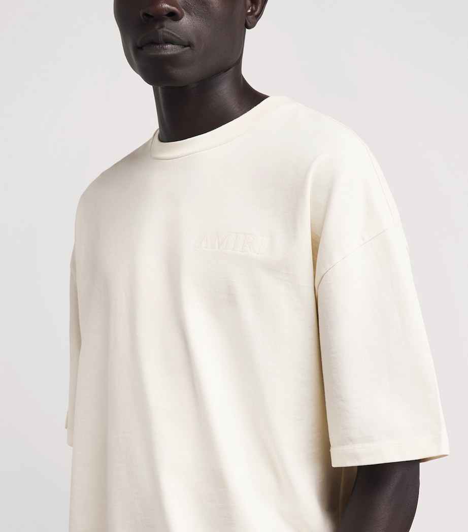 AMIRI Mens Cotton Check Patch T-Shirt Ivory Image 3