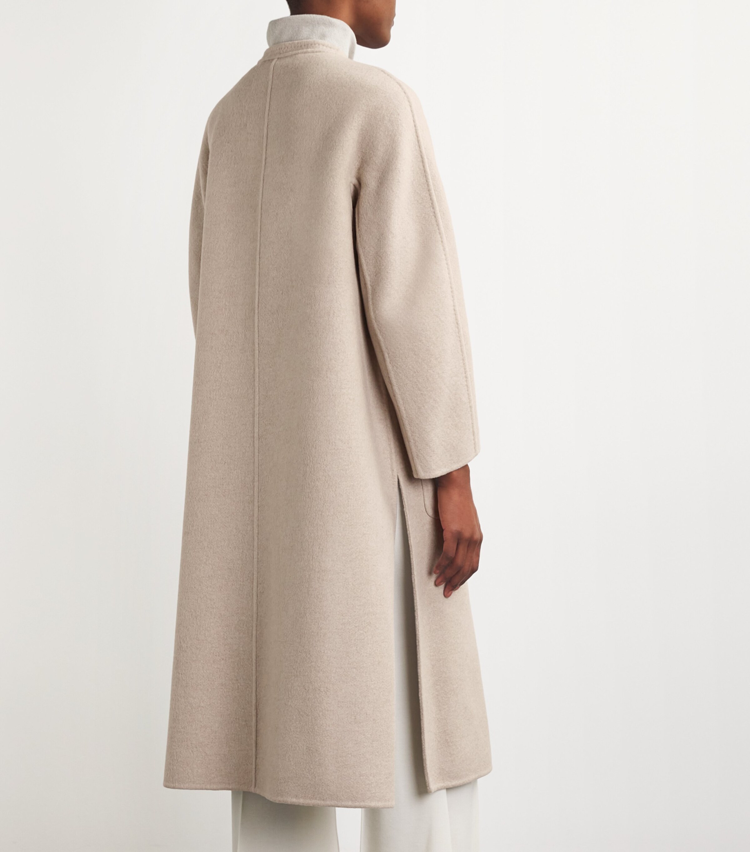 Max Mara Womens Cashmere Collarless Coat Beige Image 4