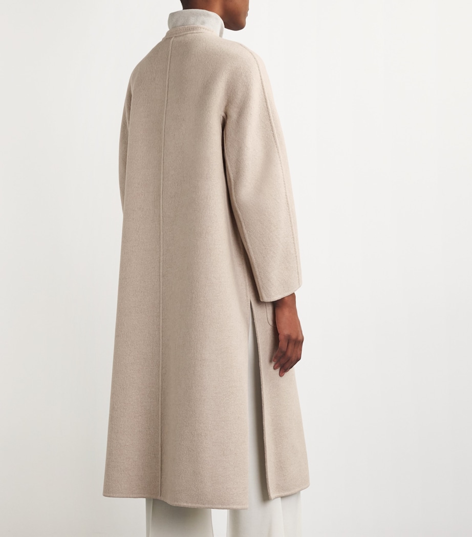 Max Mara Womens Cashmere Collarless Coat Beige Image 4