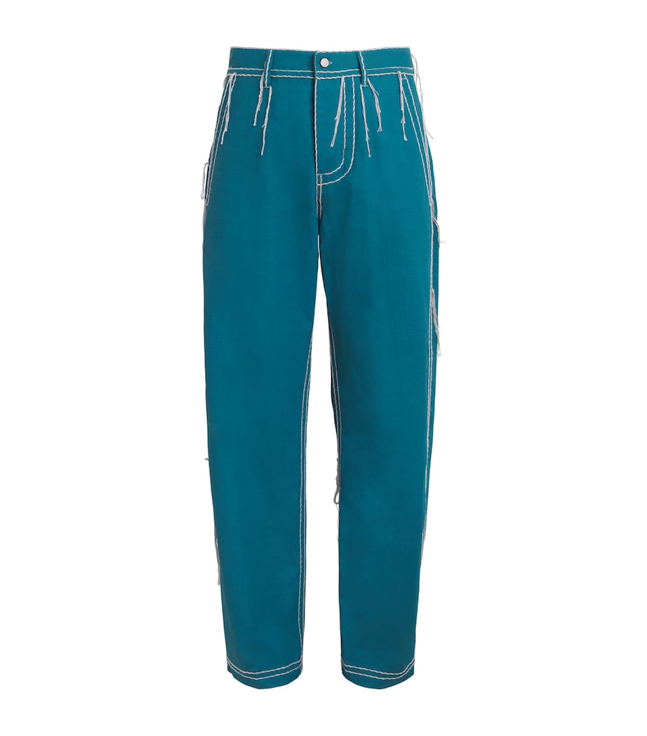 Craig Green Mens Cotton Embroidered Trousers Blue/ Grey Image 1