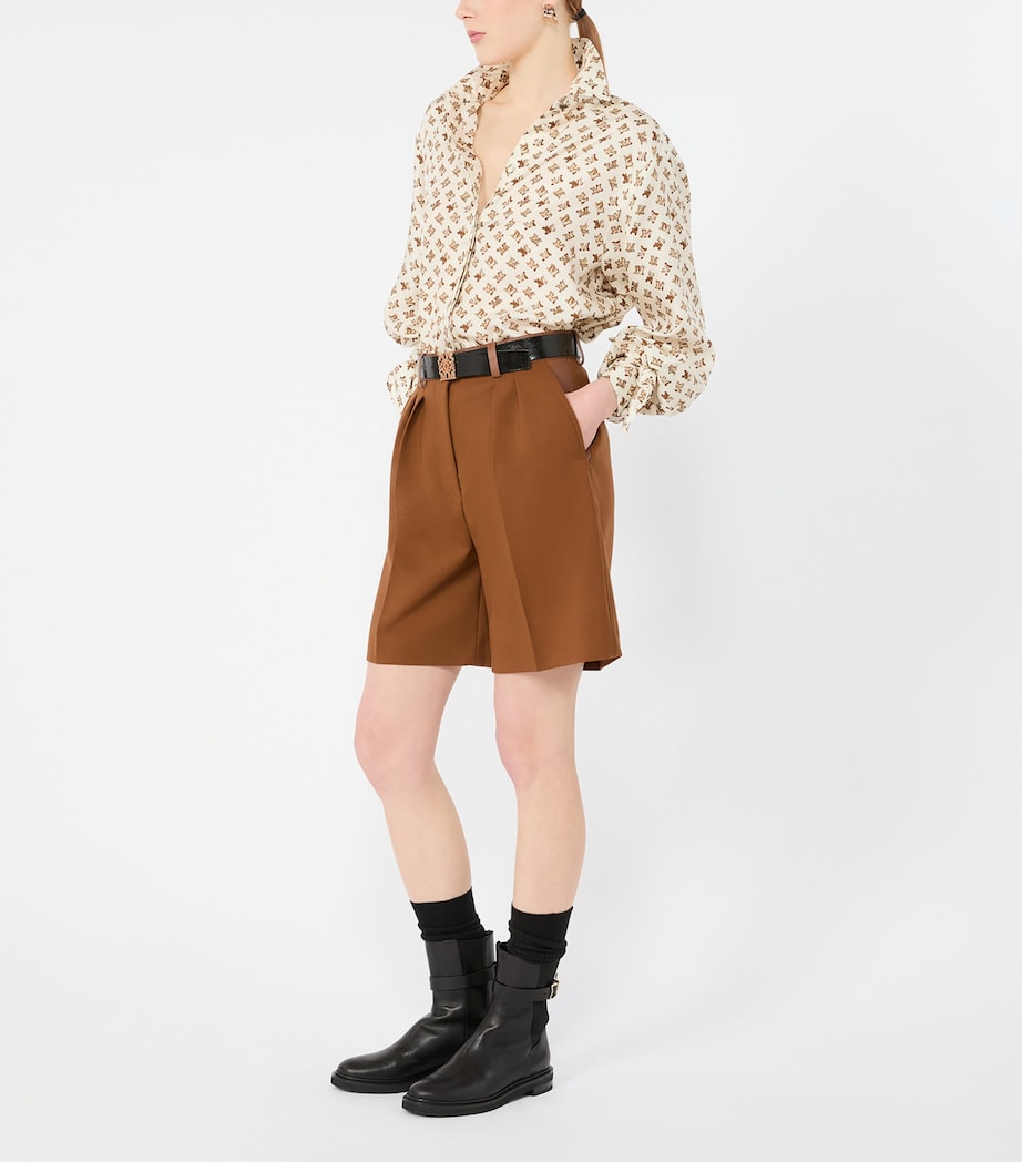 Max Mara Womens Silk Logo-Print Shirt White Image 7