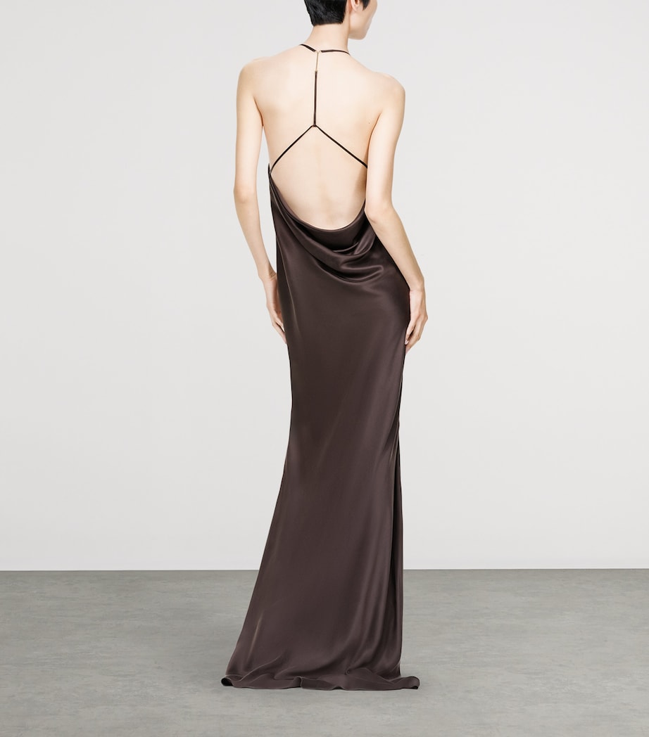 TOM FORD Womens Silk Halterneck Maxi Dress Edb Image 5