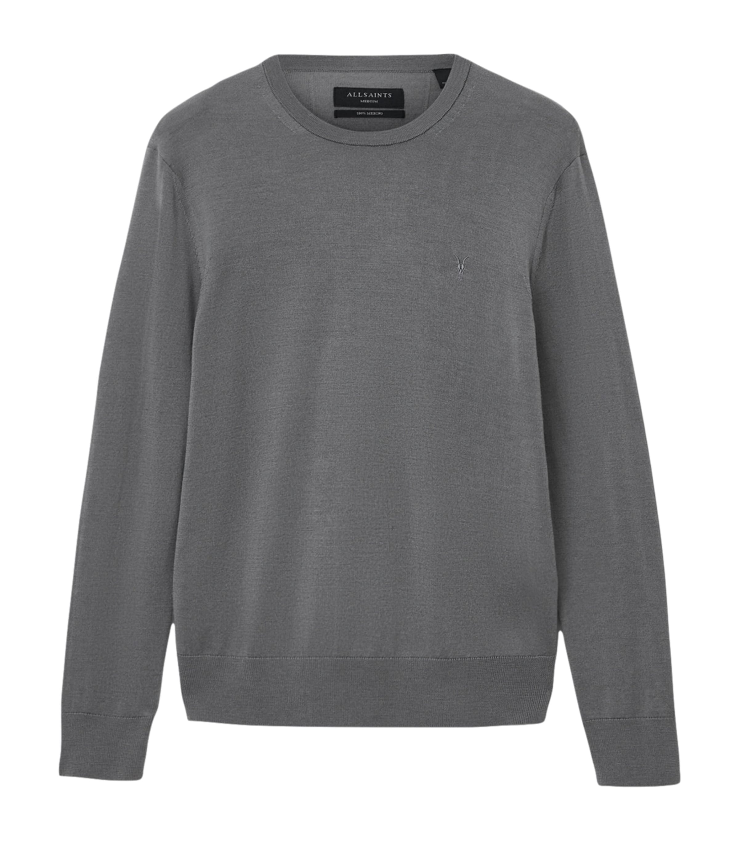Allsaints Mens Moon Grey Aspen Logo-embroidered Cotton And Wool-blend Jumper Xl In Gray