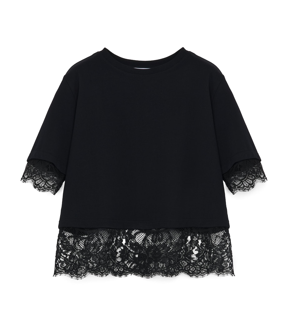 Cotton Lace-Trim T-Shirt 1000 Image 1