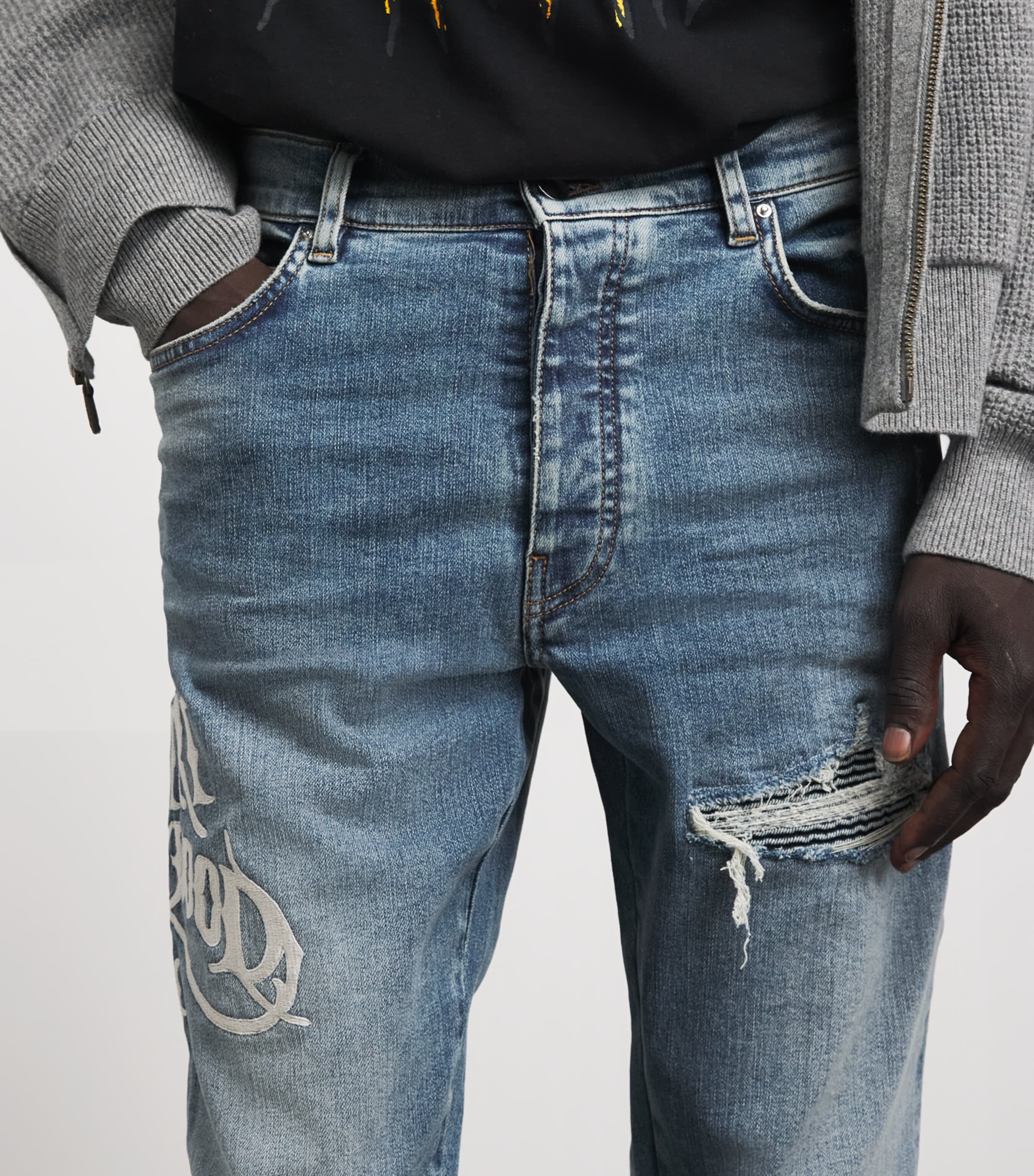 AMIRI Mens Hollywood MX1 Slim Jeans Harbor Indigo Image 3