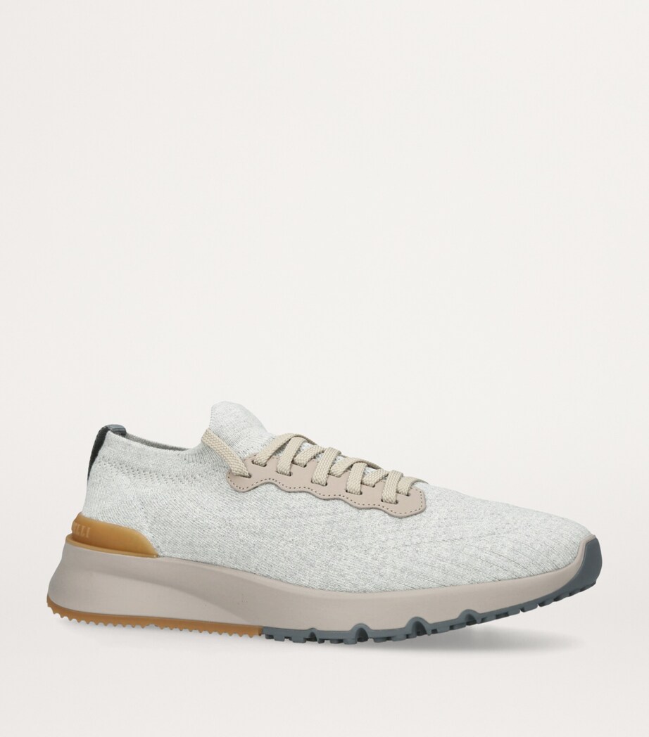 Brunello Cucinelli T-Sole Chiné-Knit Sneakers Grey/light Image 3