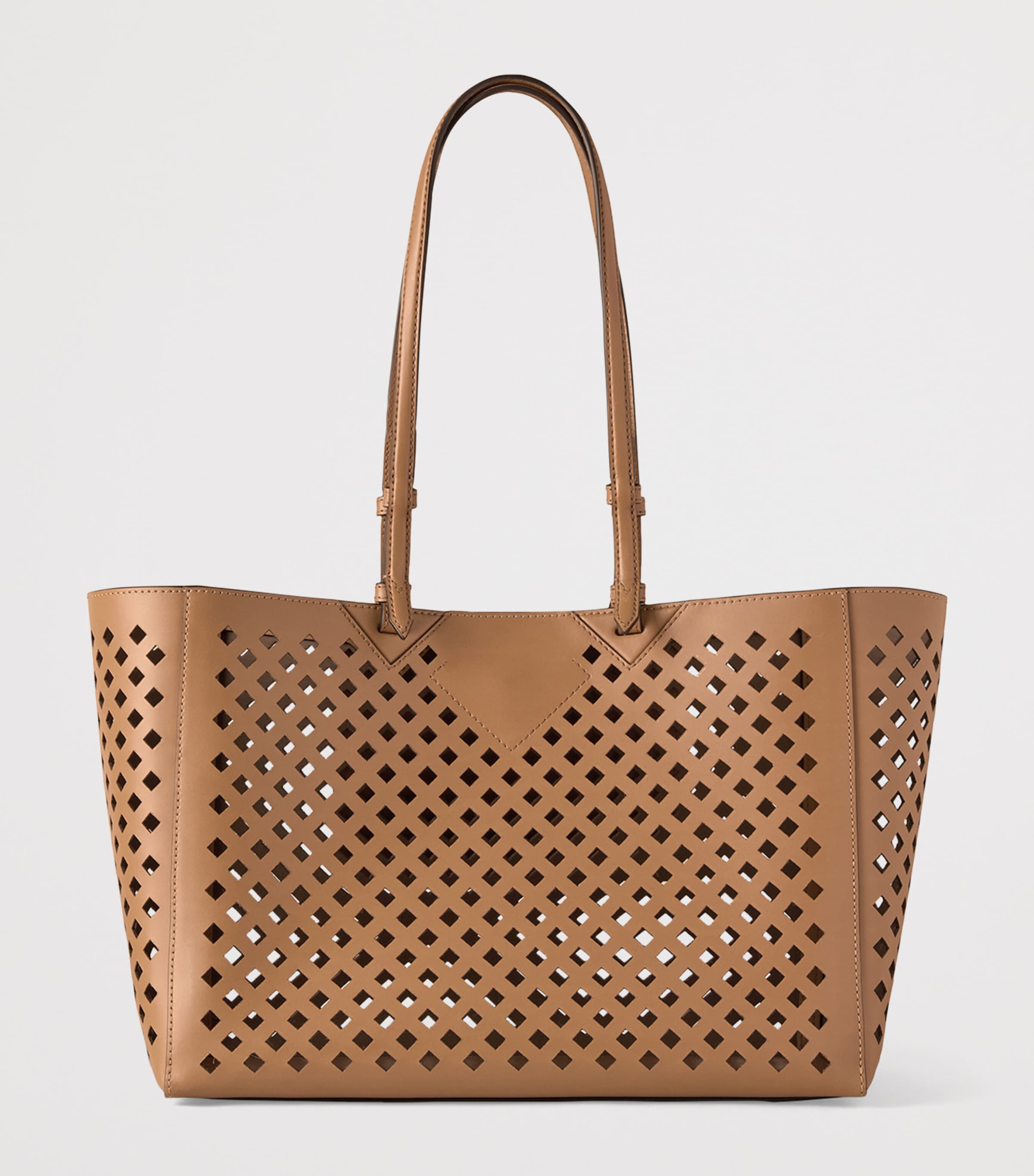Leather Perforated Tote Bag TOFFEE Image 3
