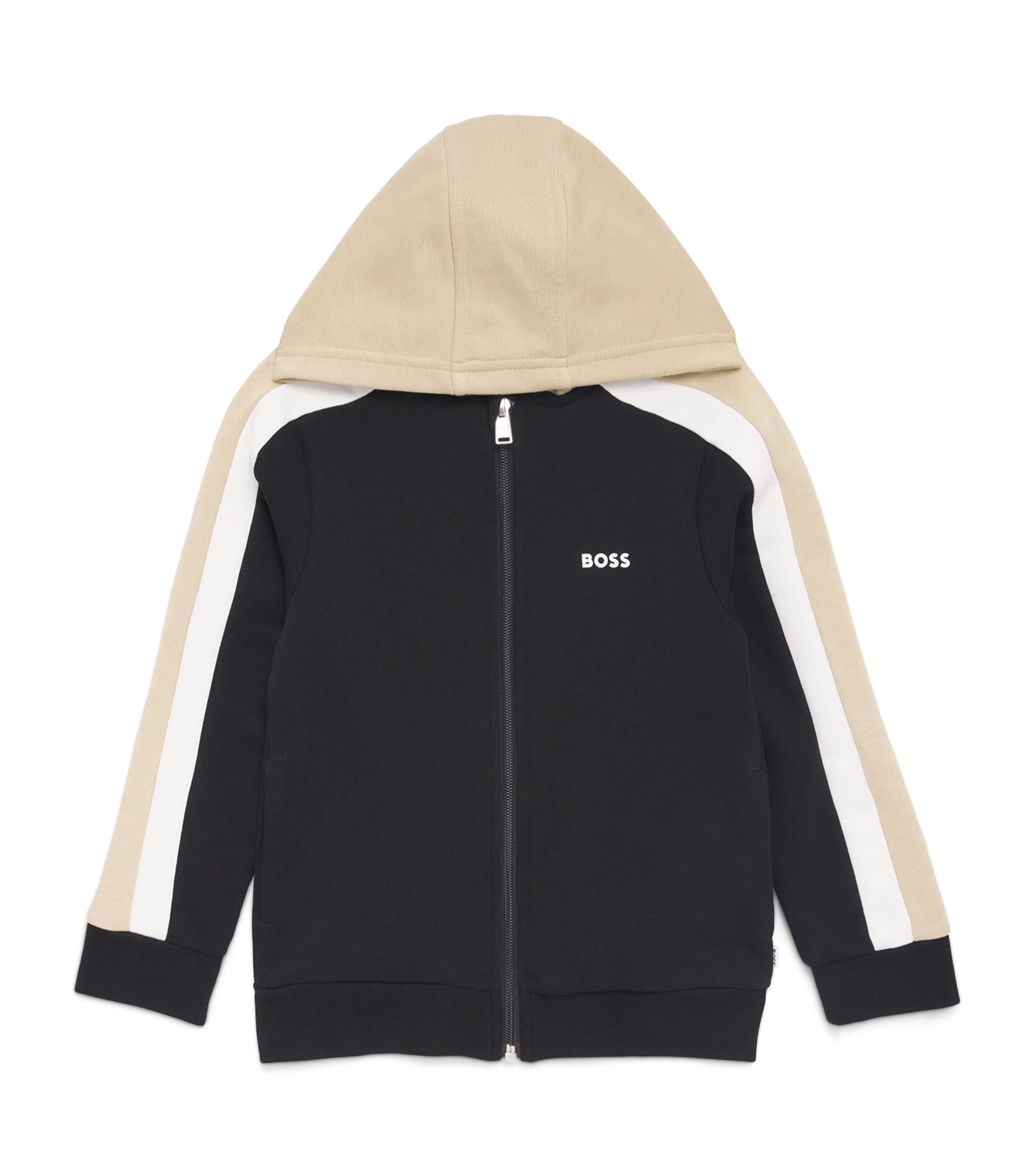 Cotton Stripe Zip-Up Hoodie (4-16 Years) 09BBLACK Image 1