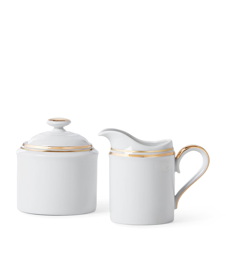 Wilshire Creamer Jug and Sugar Pot Set GOLD/WHITE Image 1