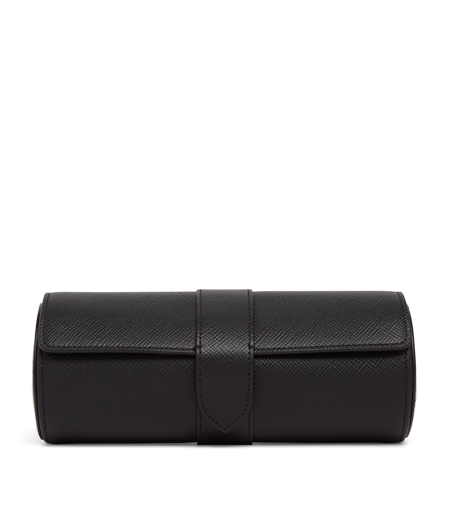 Smythson Panama Leather Watch Roll Black Image 1