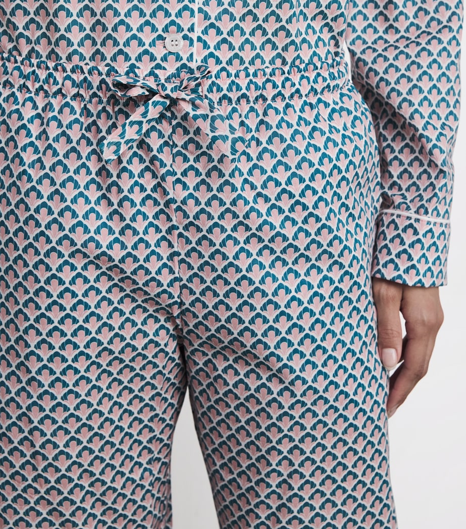 Cotton Wide-Leg Pyjama Bottoms GREEN Image 6