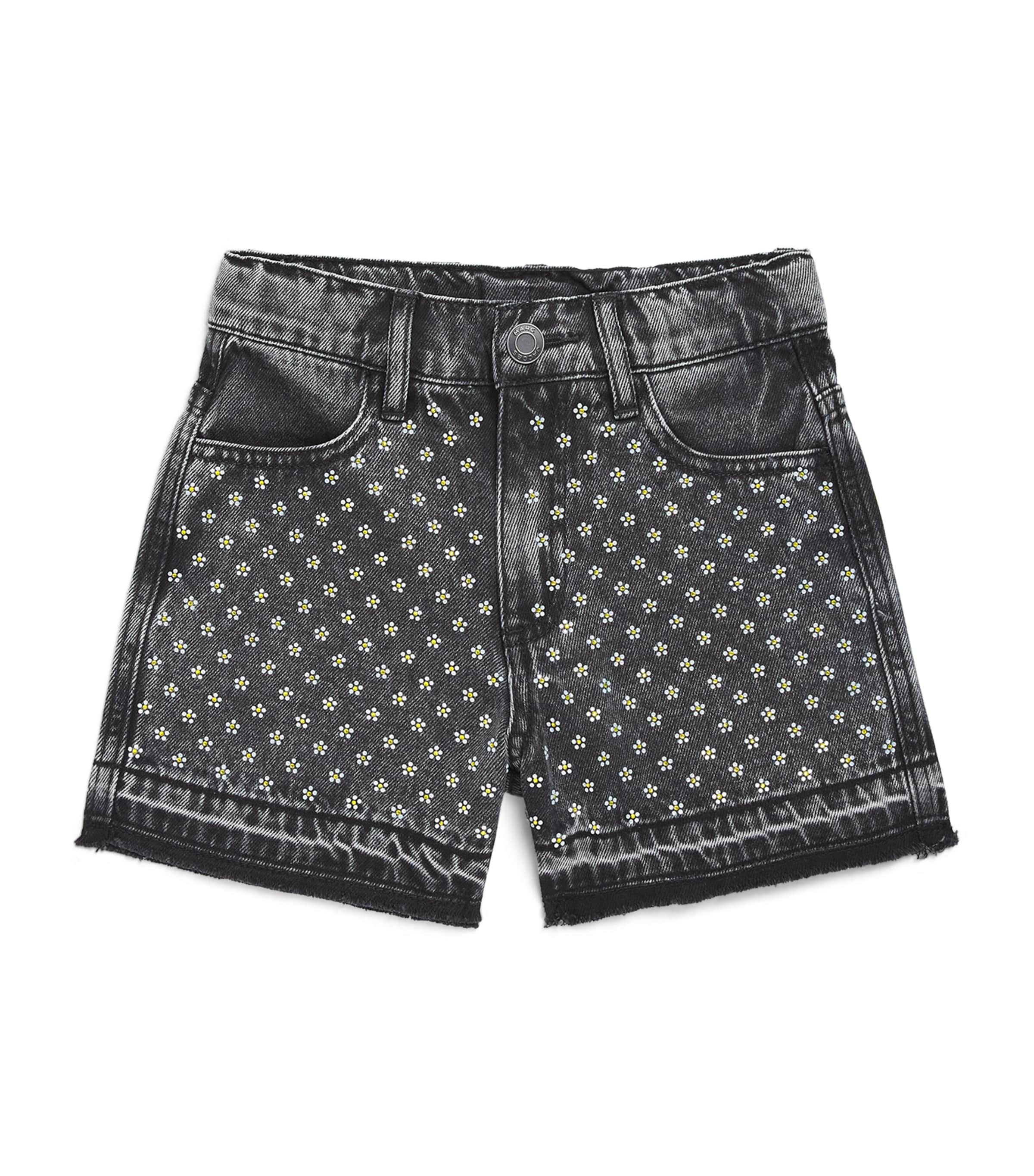 Marc Jacobs Diamanté Daisy Denim Shorts In Black