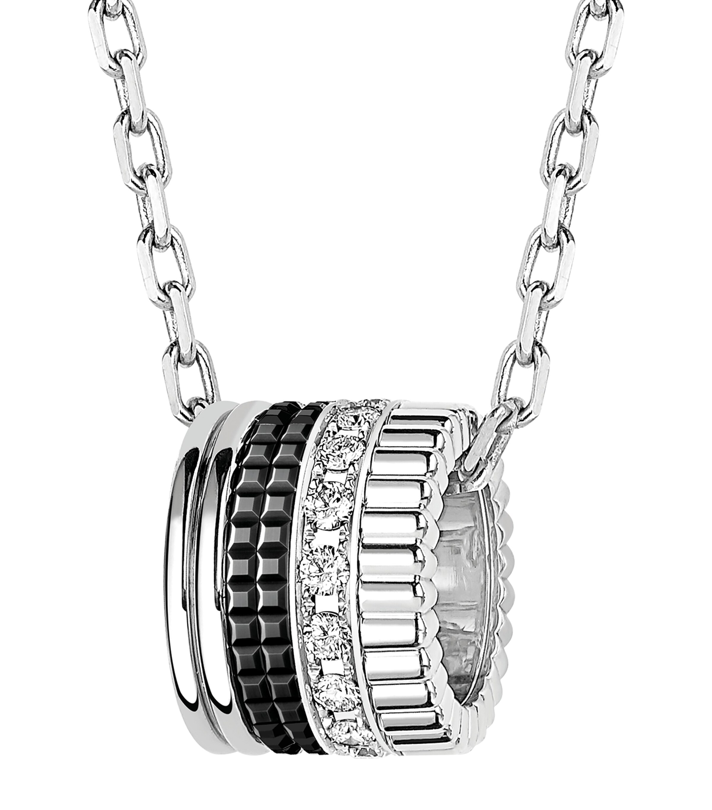 Large White Gold and Diamond Quatre Black Necklace BLACK Image 4