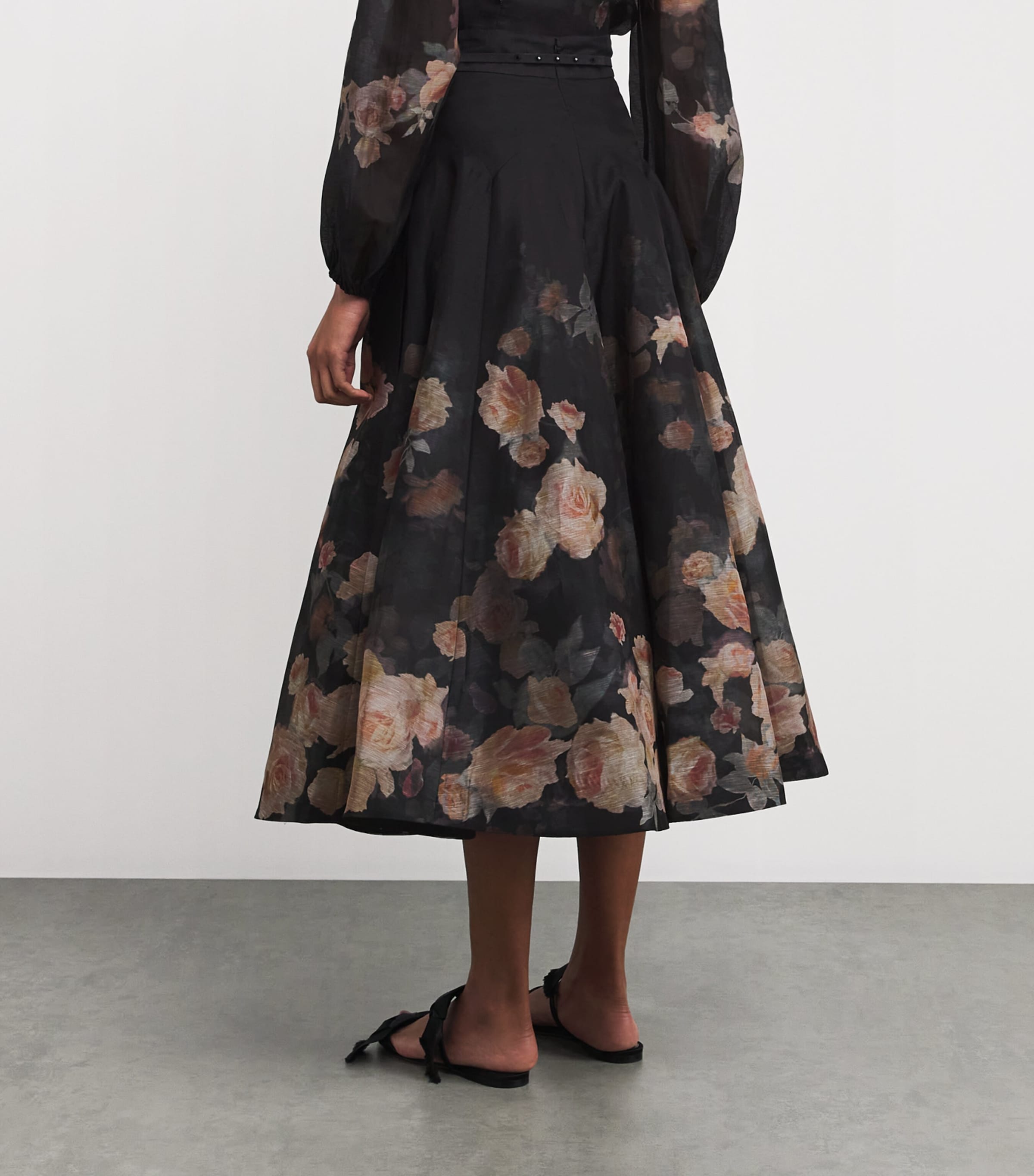 ワンピース ZIMMERMANN Women Mid Skirts 5089709 3227DSS251 BLCR Black Zimmermann Crush Flared Midi Skirt | Harrods US