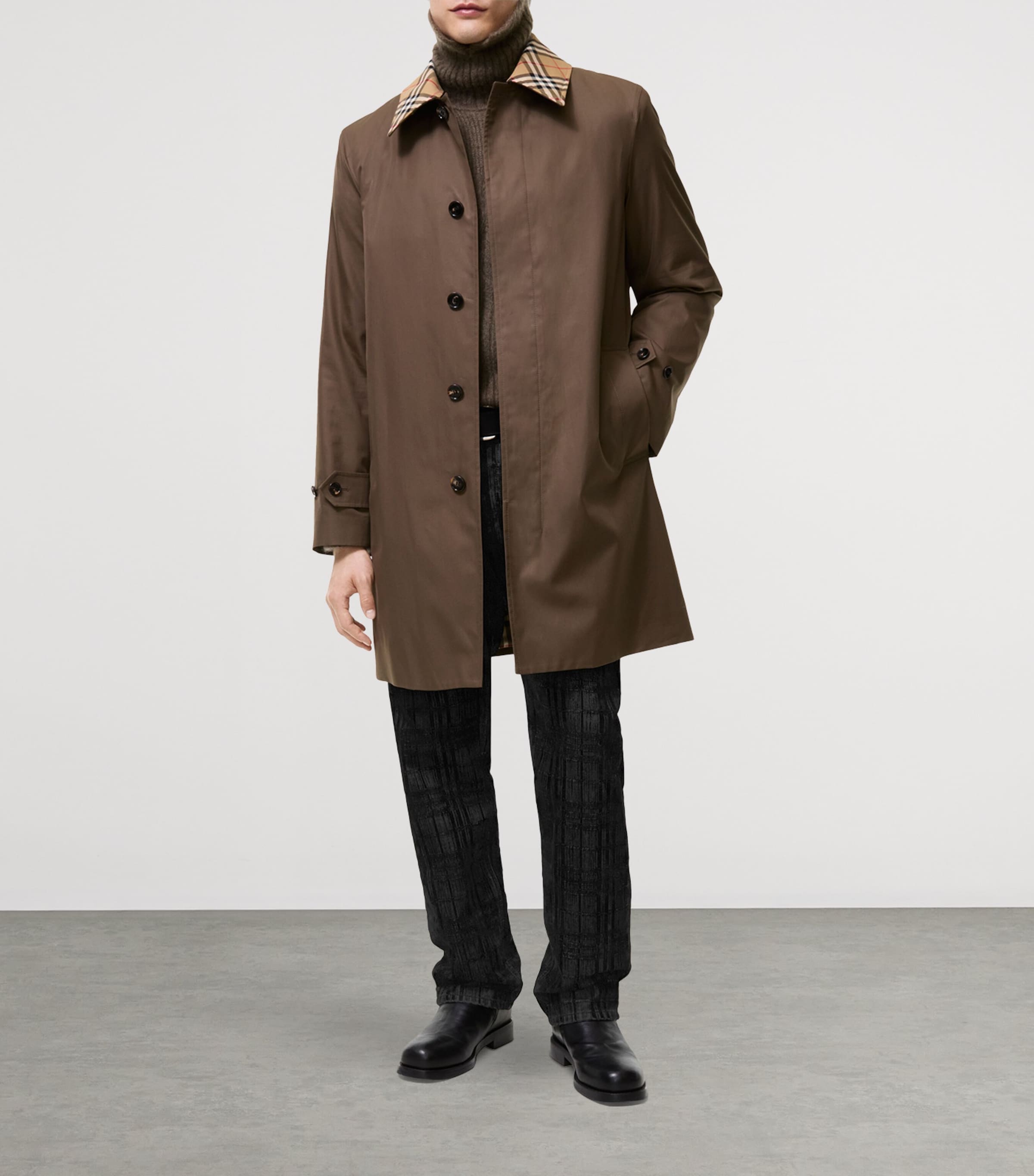 Burberry Mens Cotton Gabardine Car Coat Sepia Brown Image 2