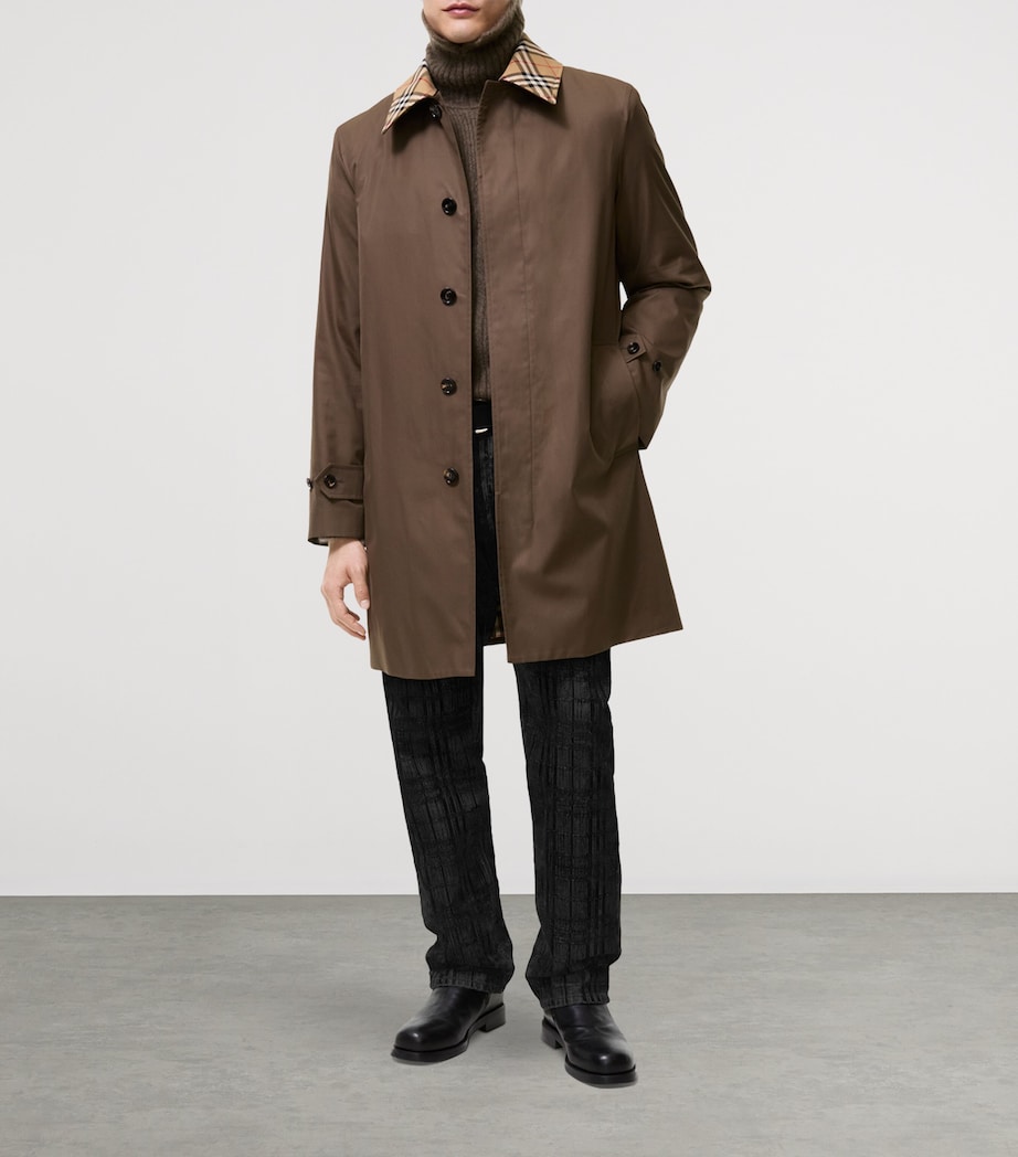 Burberry Mens Cotton Gabardine Car Coat Sepia Brown Image 2