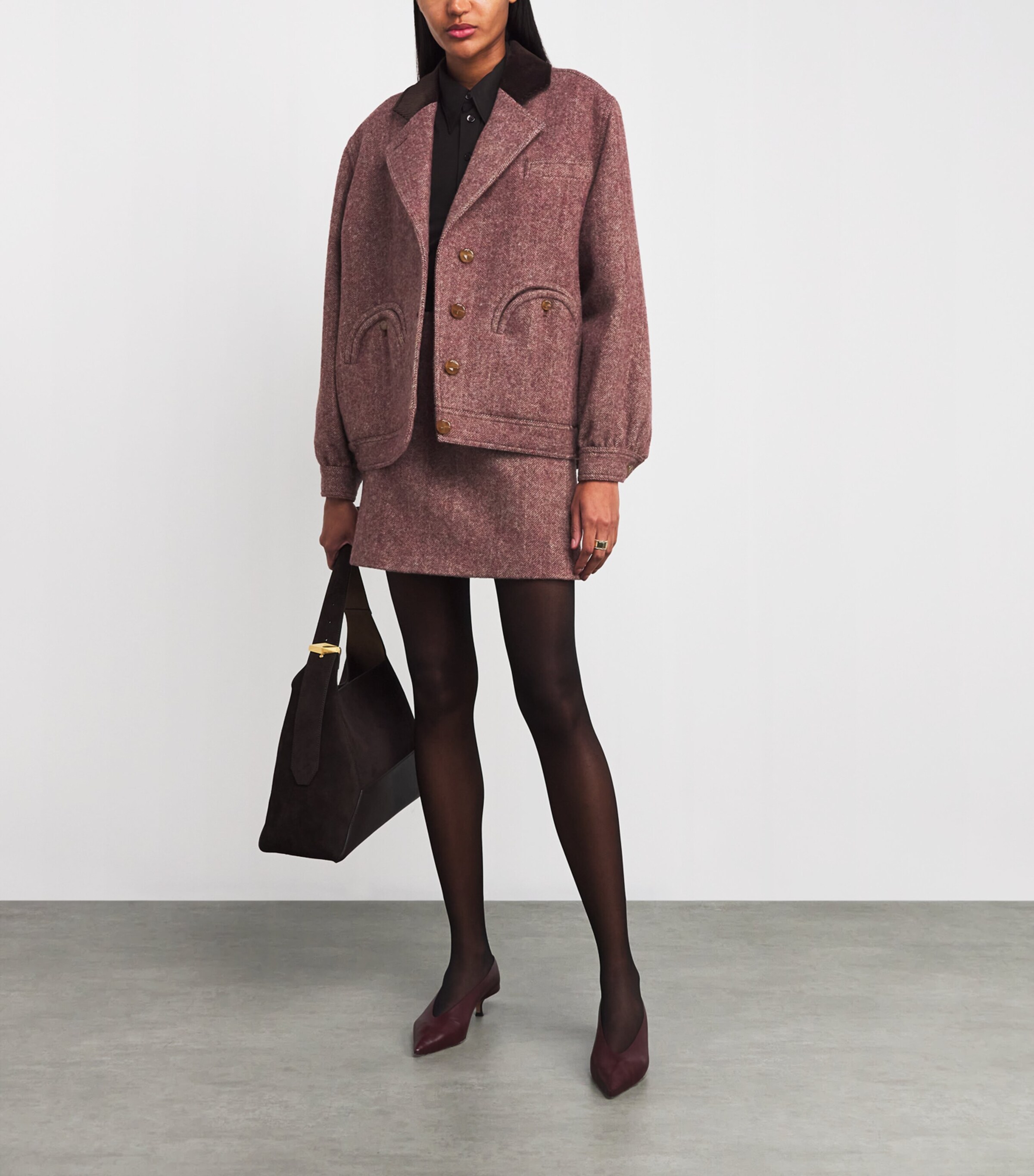 ジャケット・アウター herlipto Cordelle Belted Twill Blaz Blazé Milano Pink Virgin Wool Cleo Bomber Jacket | Harrods UK