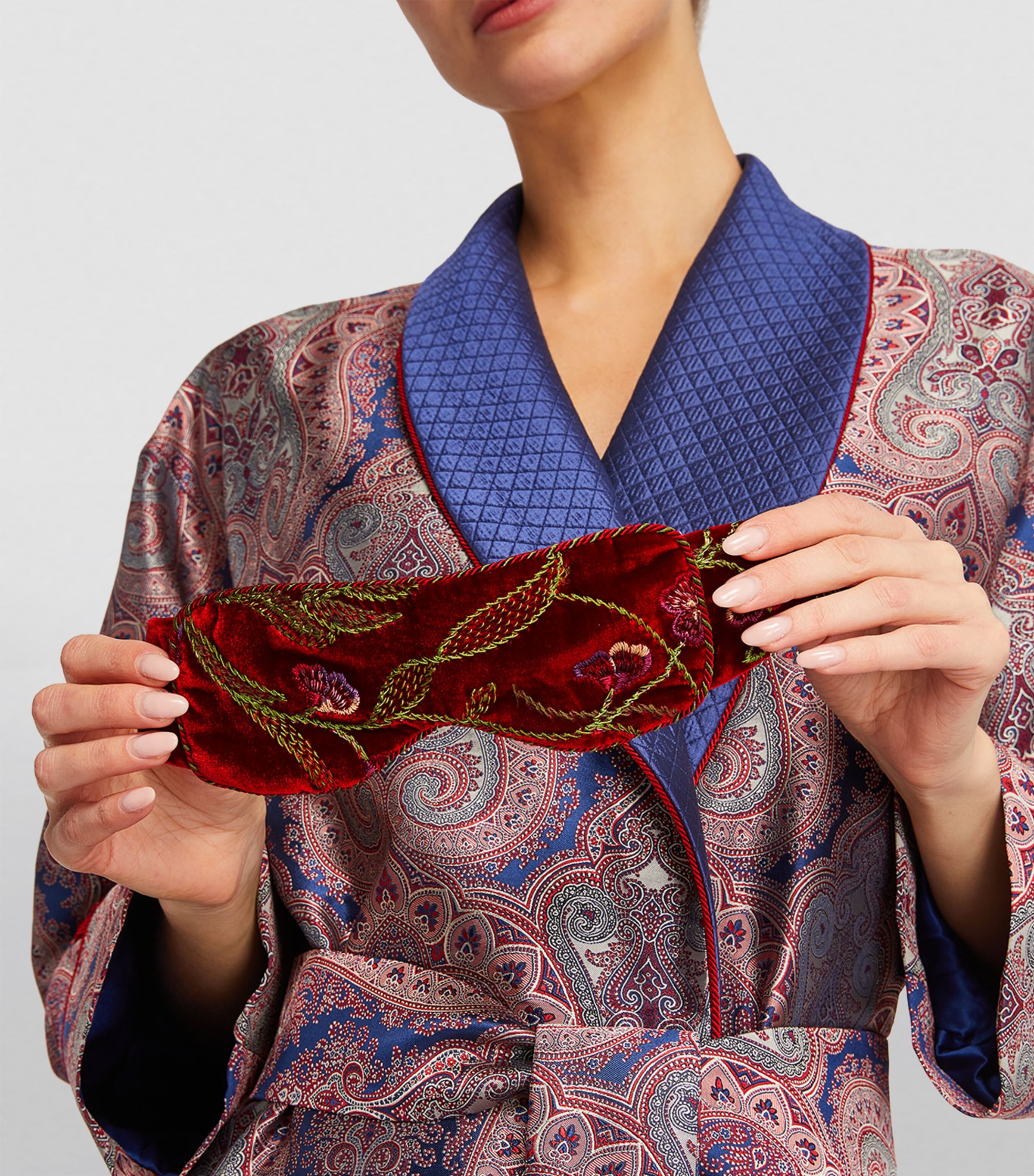 Silk Embroidered Sleep Mask RED Image 3