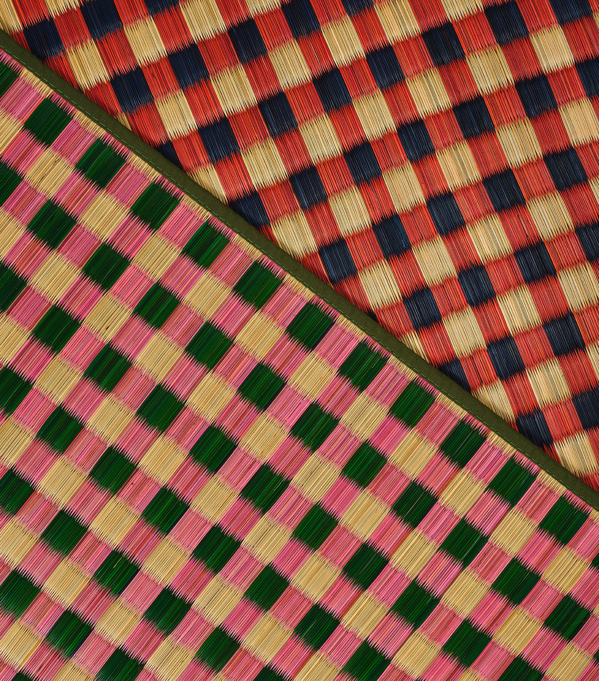 Wicker Capri Placemat (44cm x 35.5cm) PINK/GREEN/NATURAL Image 2