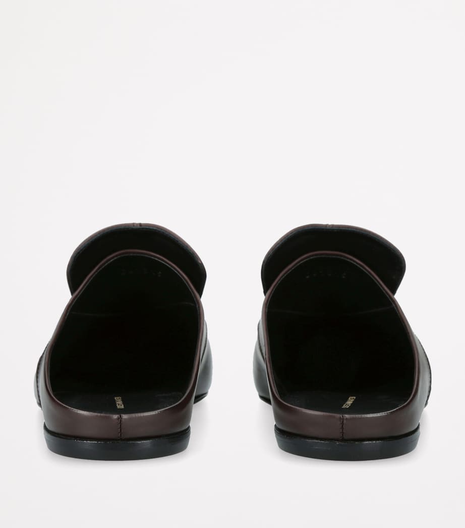 Leather Square-Toe Mules DARK BROWN Image 3