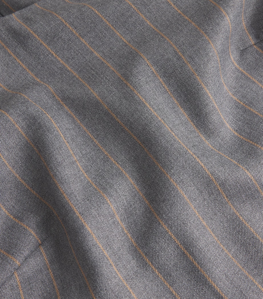 Detachable-Collar Stripe Mini Dress 205 PEWTER Image 5