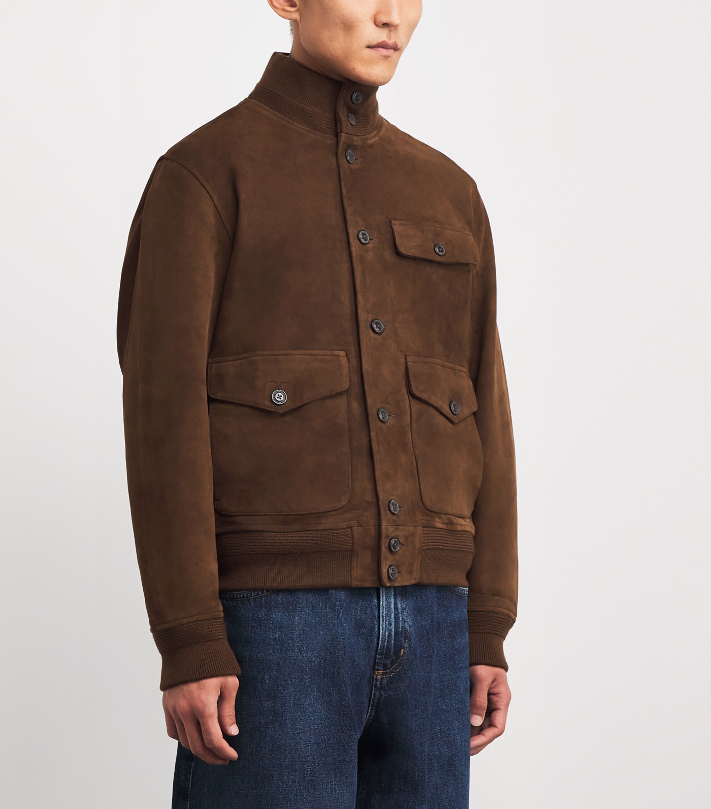 Suede Bomber Jacket BROWN Image 3