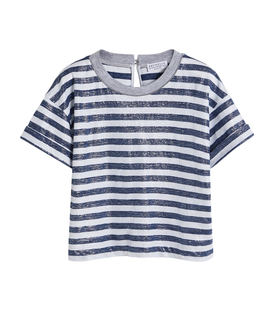Brunello Cucinelli Kids Linen-Cotton Stripe T-Shirt (4-6 Years) Image 1