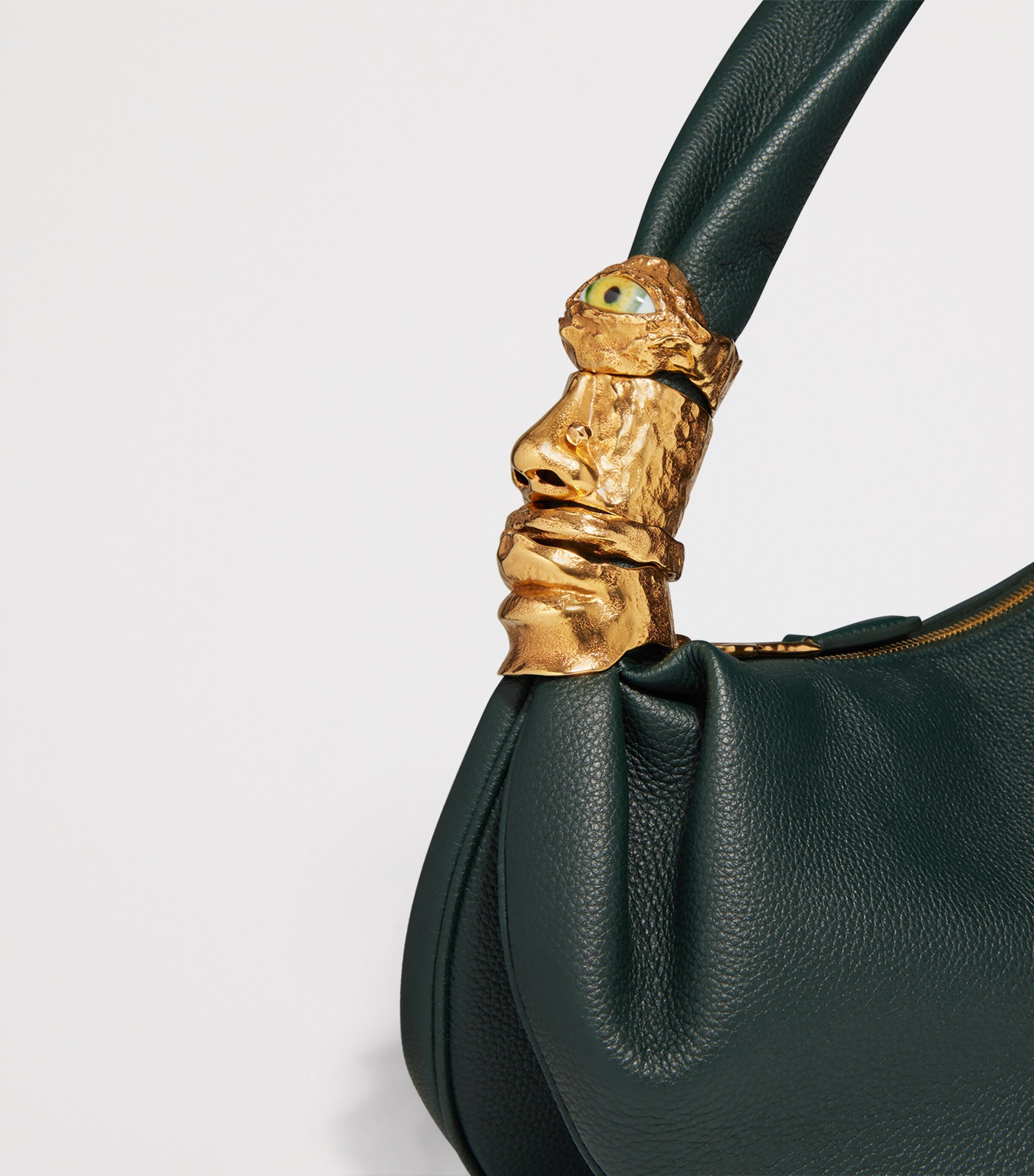 Schiaparelli Leather Soufflé Baguette Shoulder Bag Dark Green Image 8