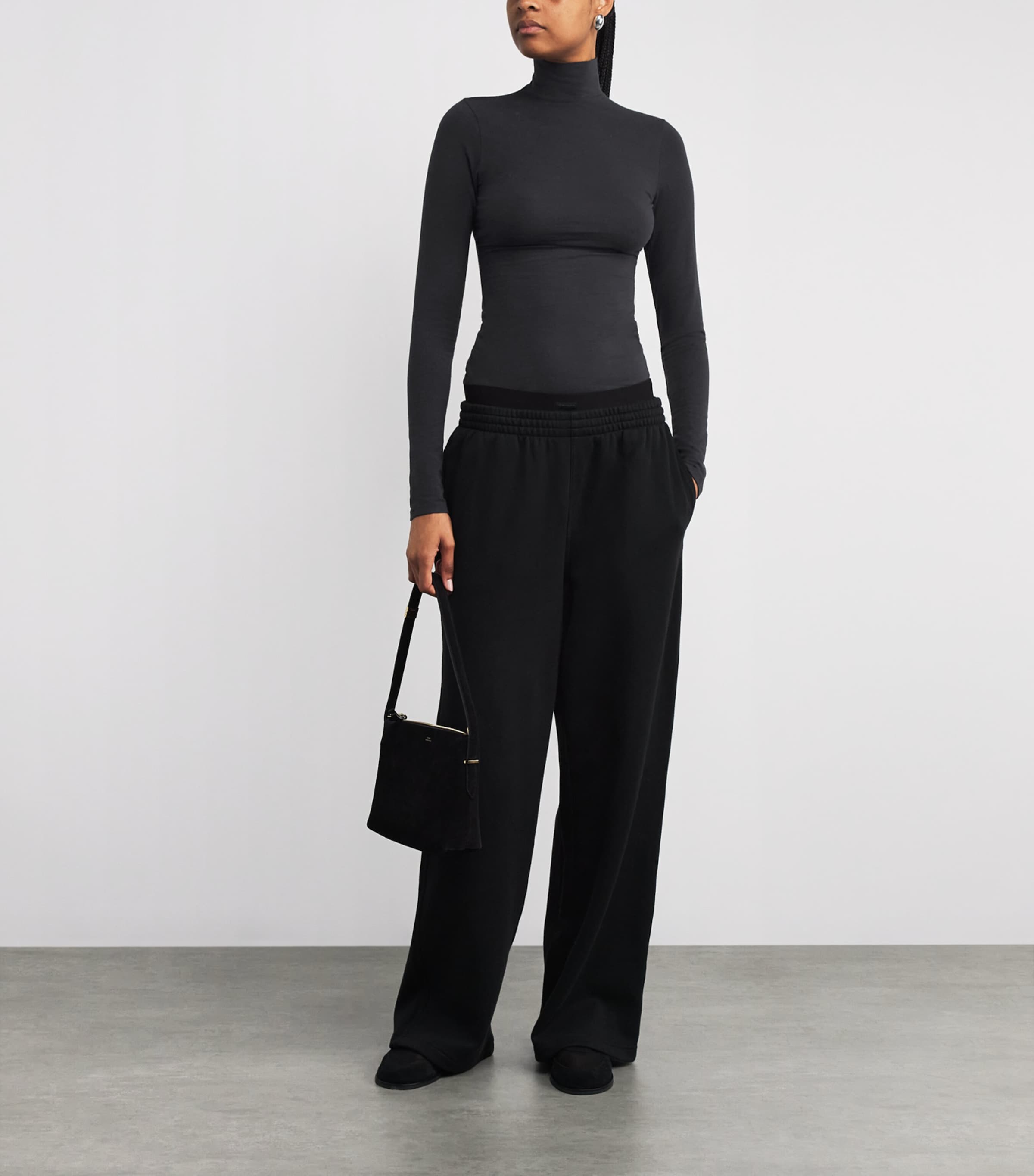 Stretch-Cotton Jersey Rollneck Top SOOT Image 2