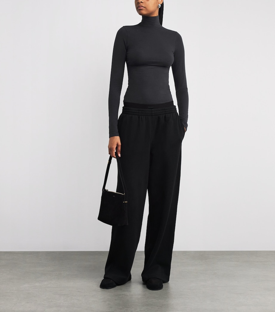 Stretch-Cotton Jersey Rollneck Top SOOT Image 2