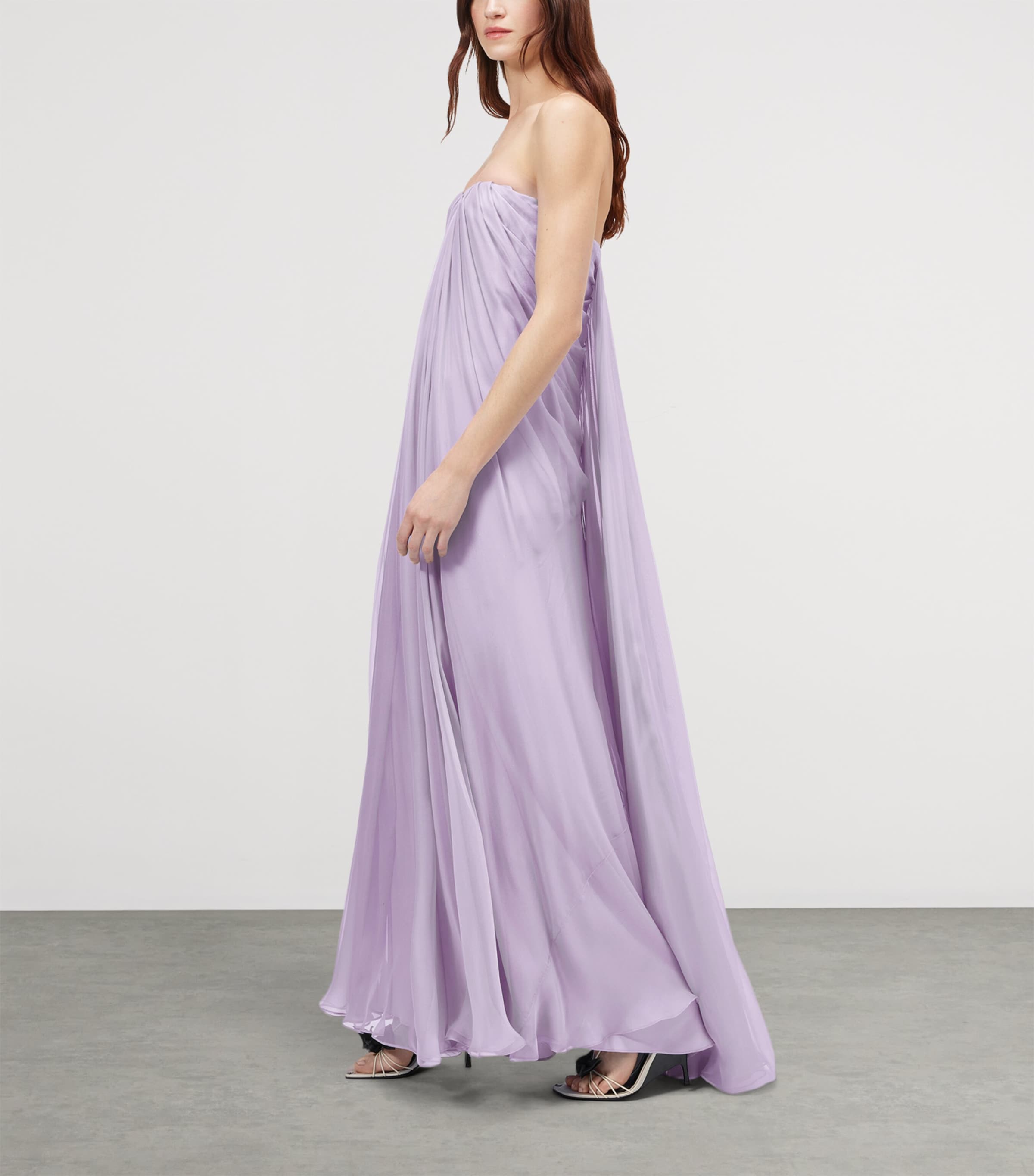 McQueen Womens Silk Pleated Strapless Gown Image 4