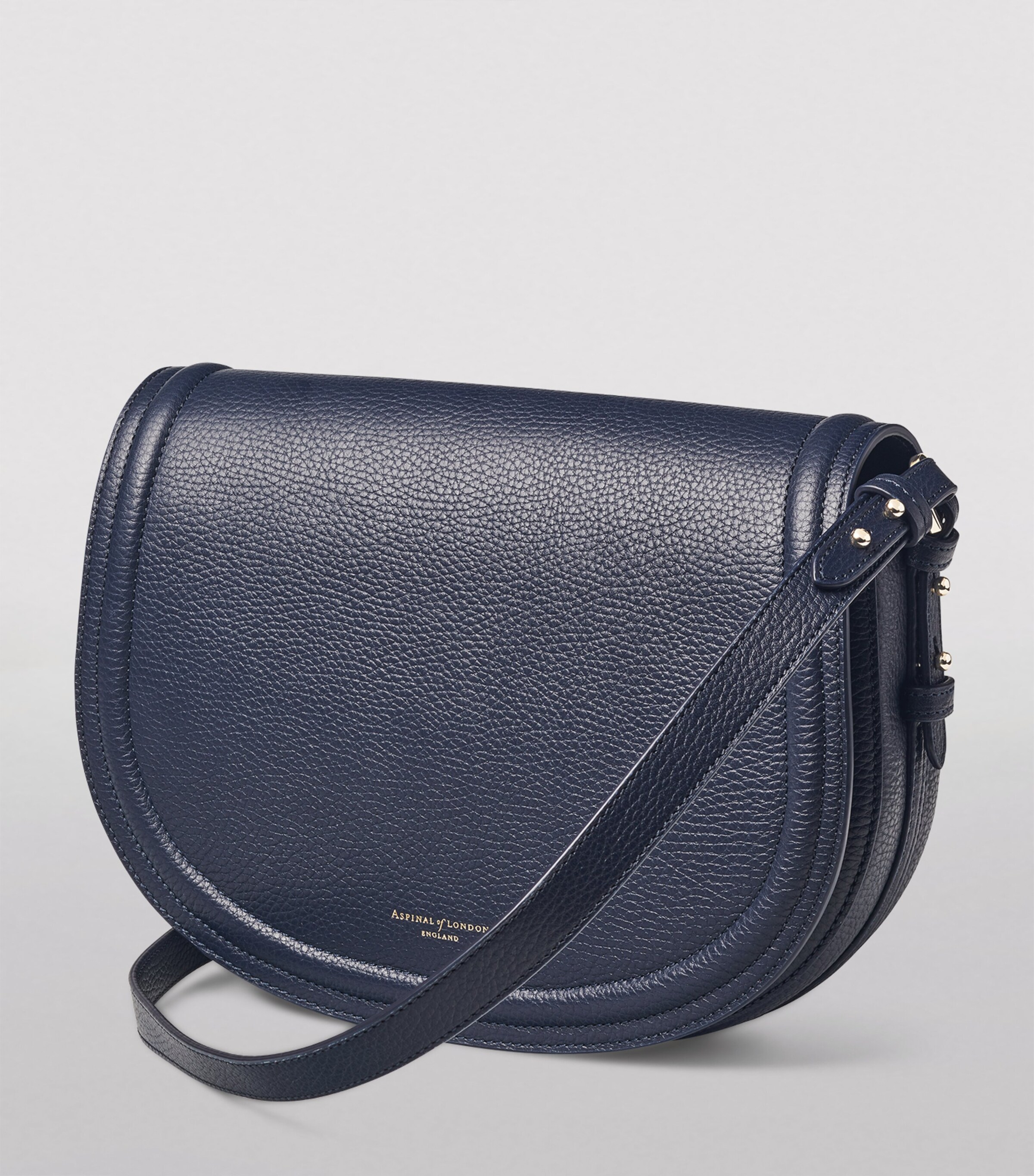 Aspinal Of London Leather Stella Cross-Body Satchel Navy Image 8